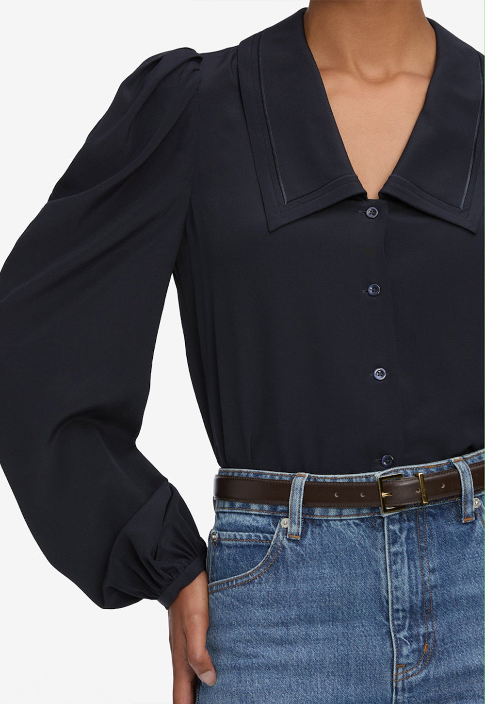 The Long Sleeve Sailor Blouse - Navy