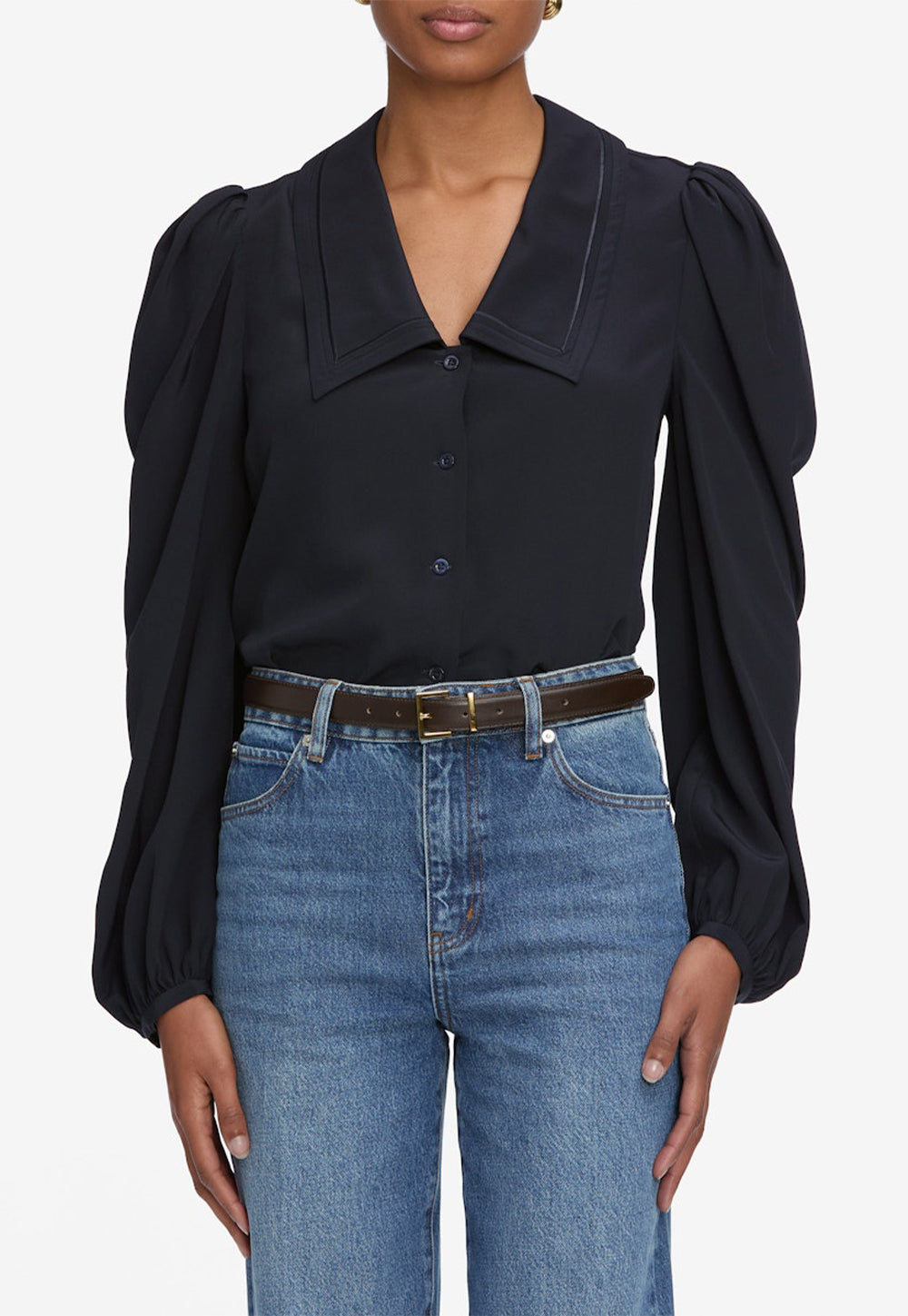 The Long Sleeve Sailor Blouse - Navy