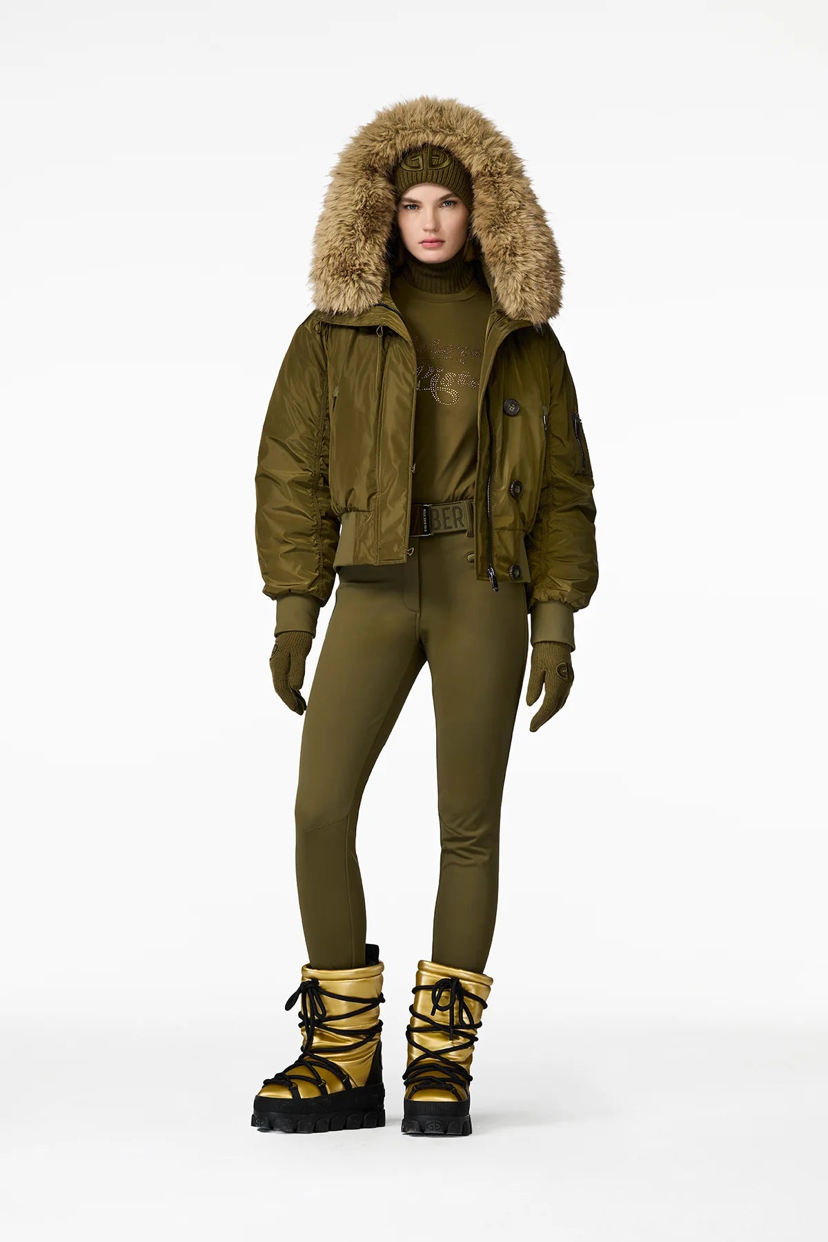 Jeanne Ski Jacket Faux Border - Dark Olive