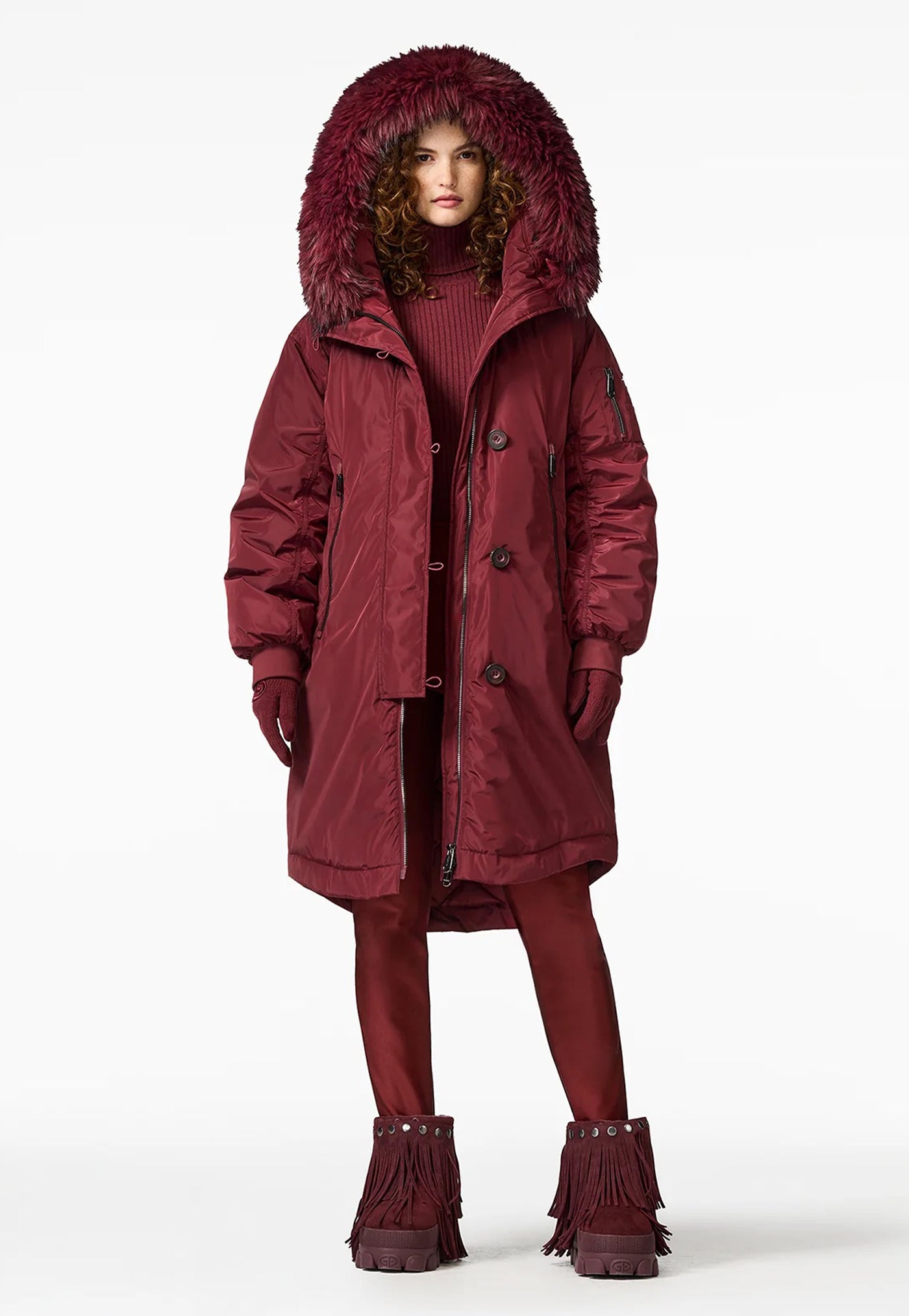 Julia Jacket Faux Border - Vino Rosso