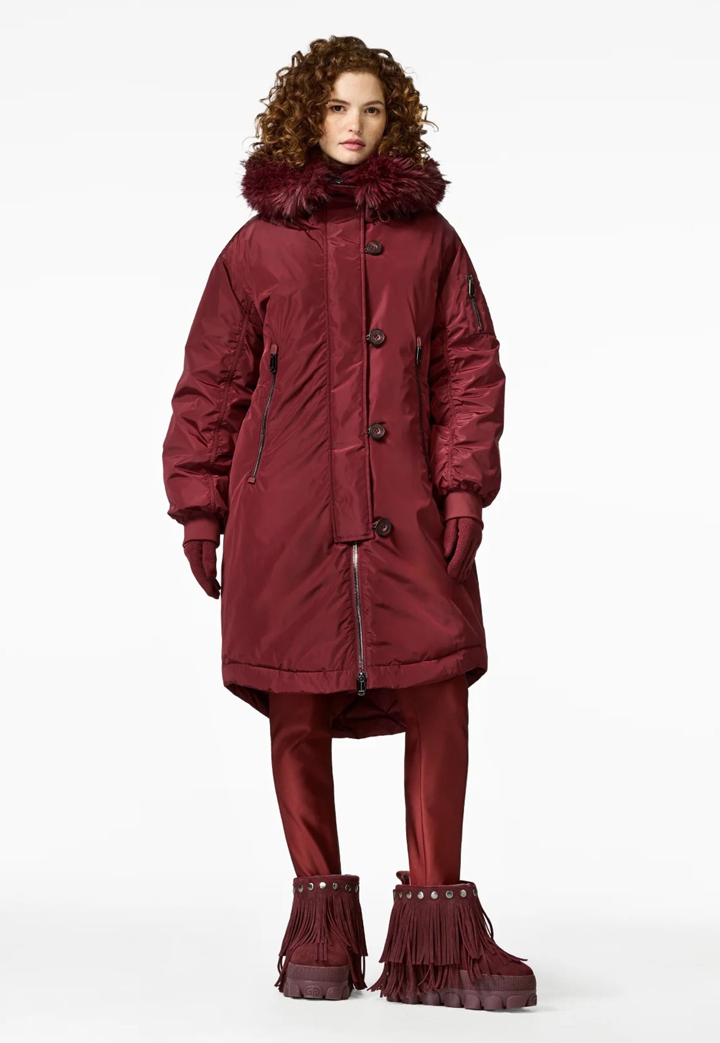 Julia Jacket Faux Border - Vino Rosso