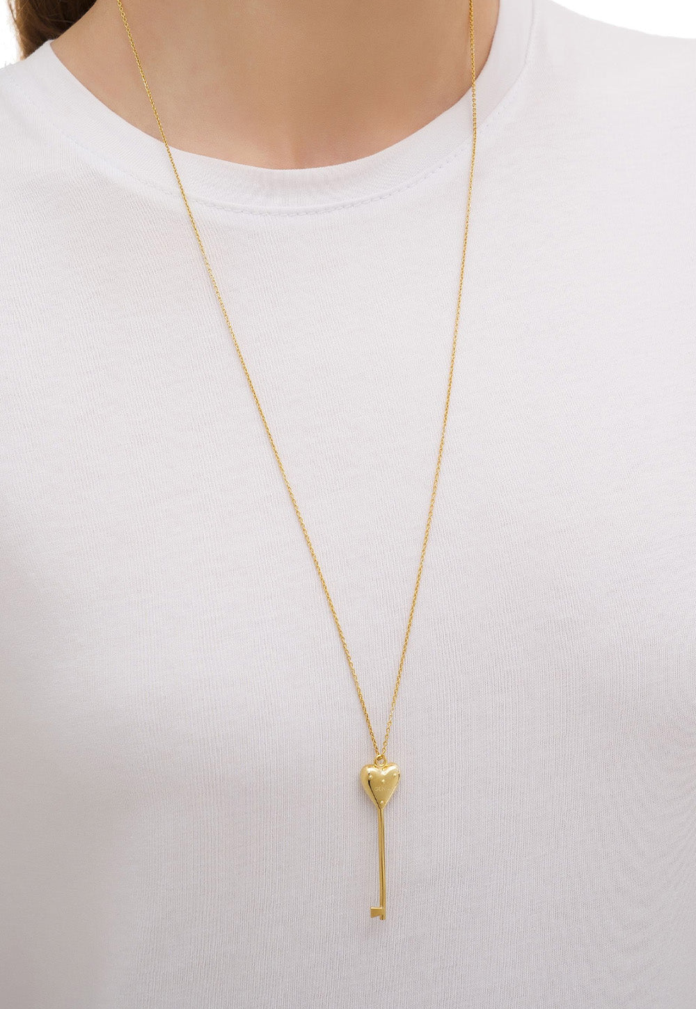 Gold Plated Key To The Heart Pendant