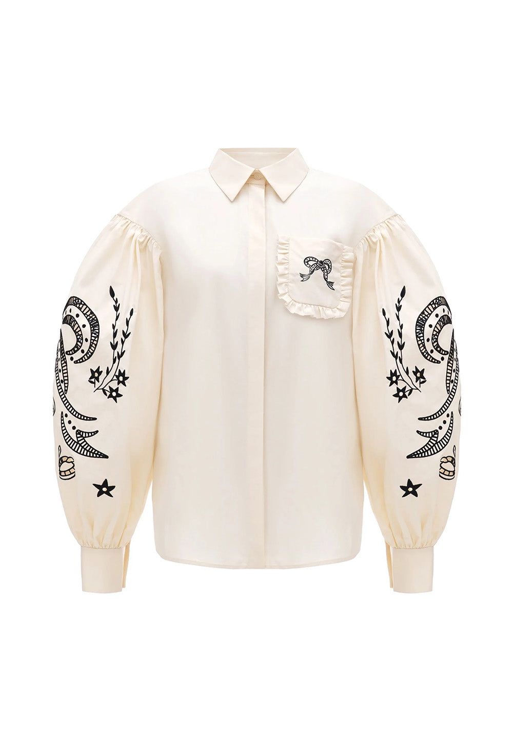 Raiia Embroidered Shirt - Milk