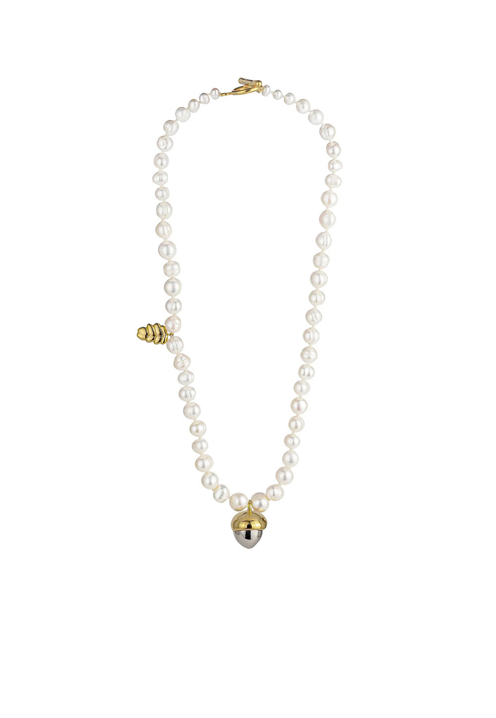 Silver Acorn Pearl Necklace