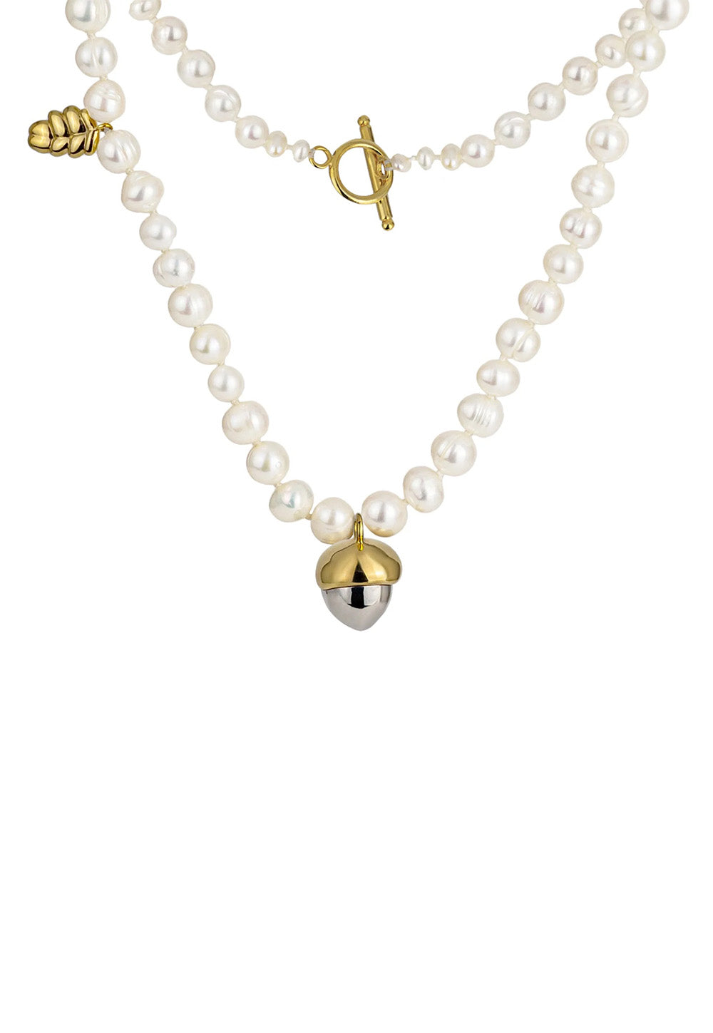 Silver Acorn Pearl Necklace