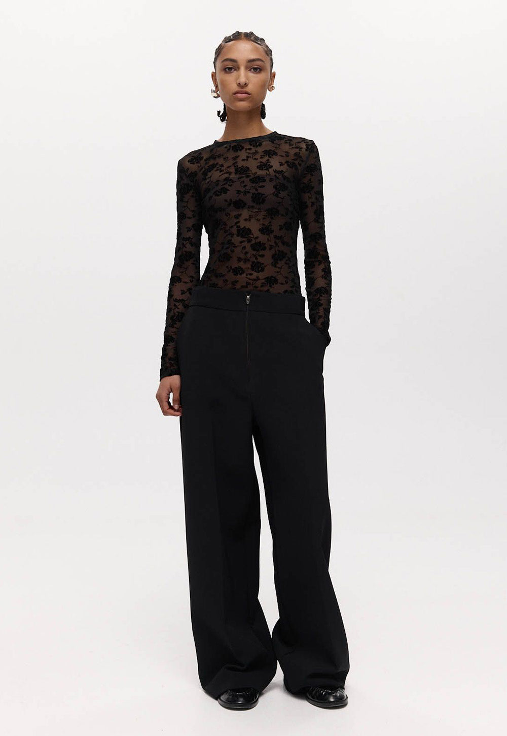 Darvos top - Black Mesh Velvet