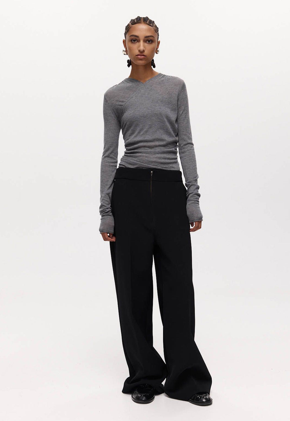Caius Trouser - Black Bonded Suiting