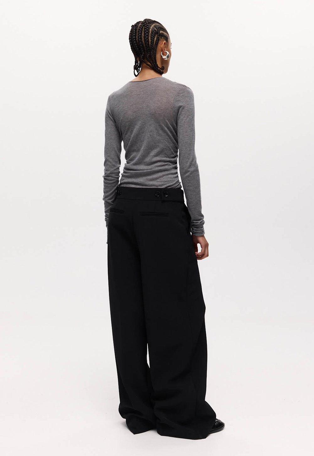 Caius Trouser - Black Bonded Suiting