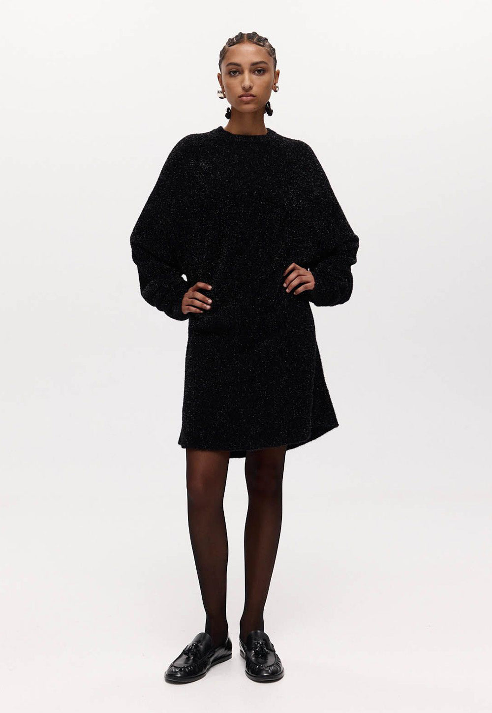 Celia Knit Mini Dress - Black Sparkle Knit