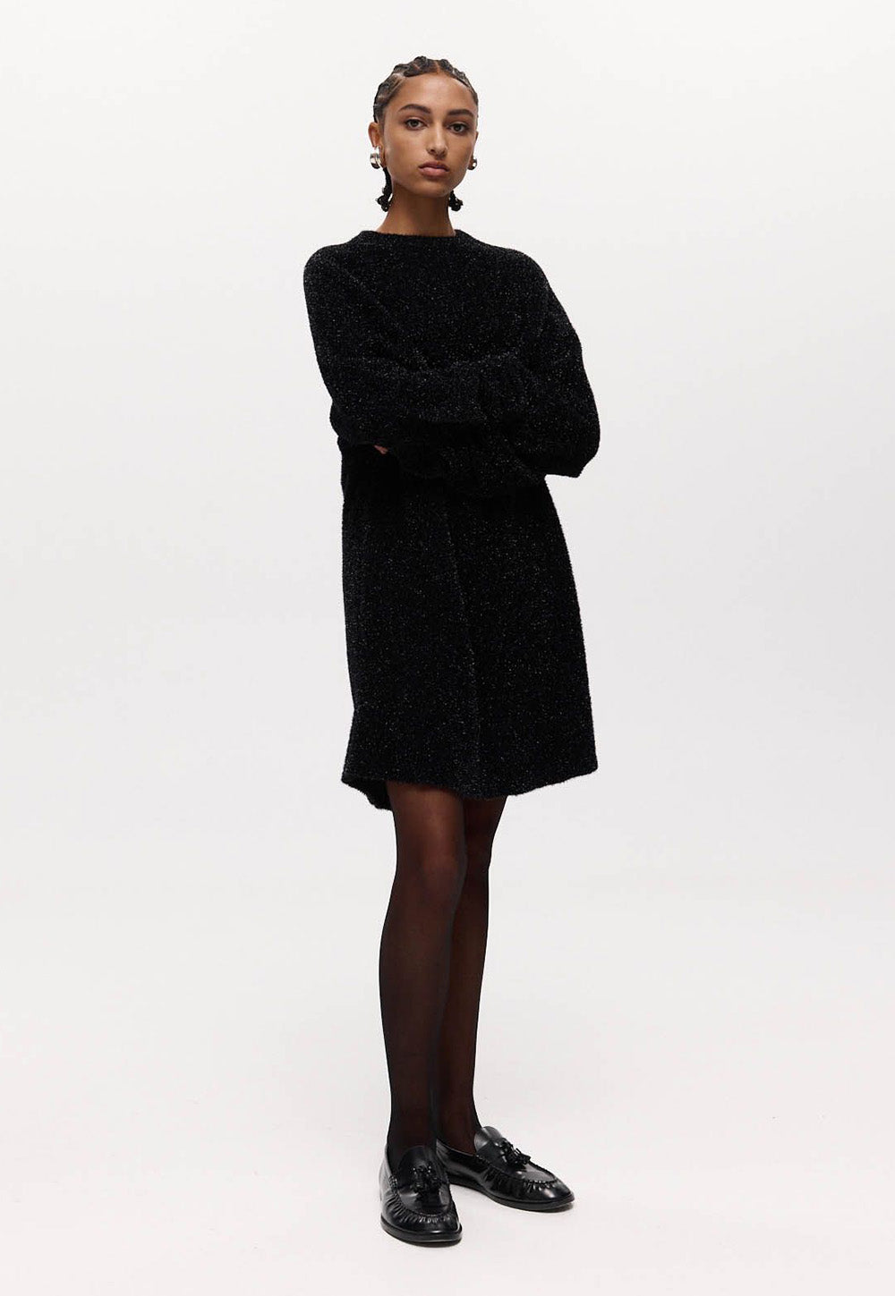 Celia Knit Mini Dress - Black Sparkle Knit