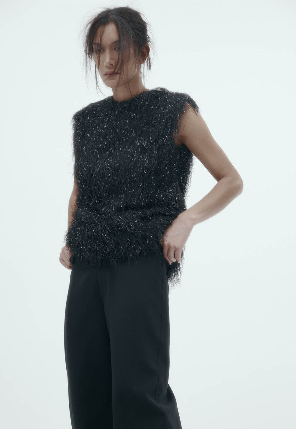 Garbo Top - Black Tinsel