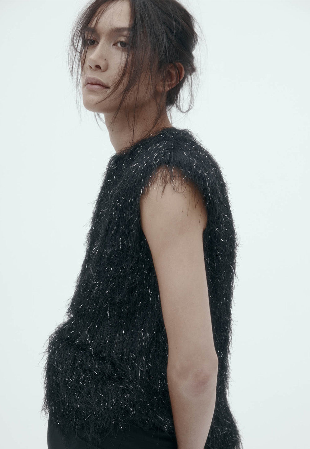 Garbo Top - Black Tinsel