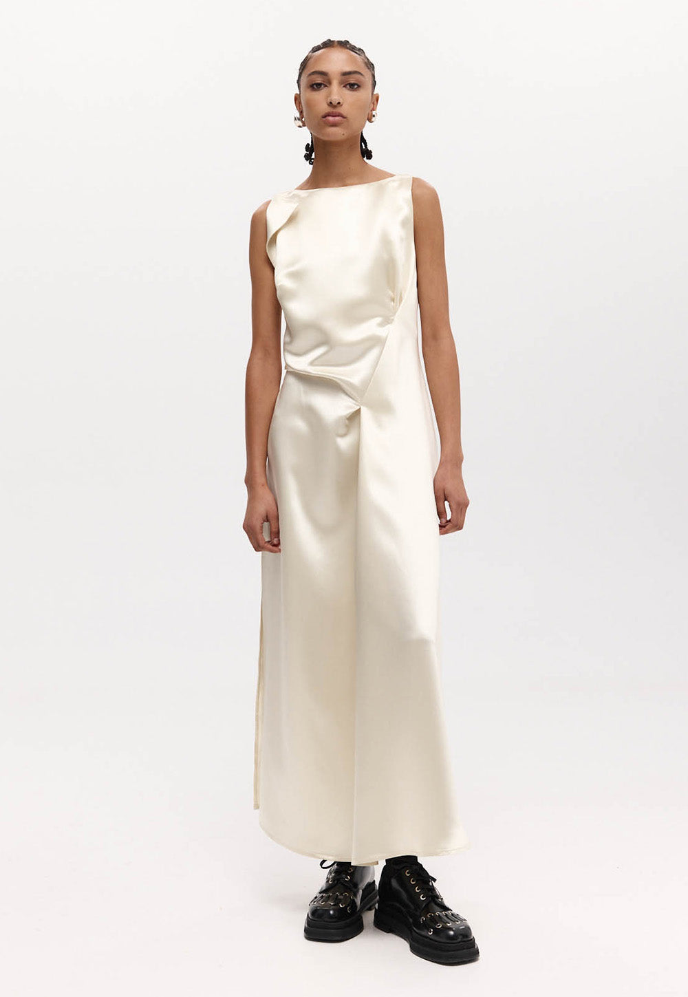 Shereen Dress - Ivory Satin