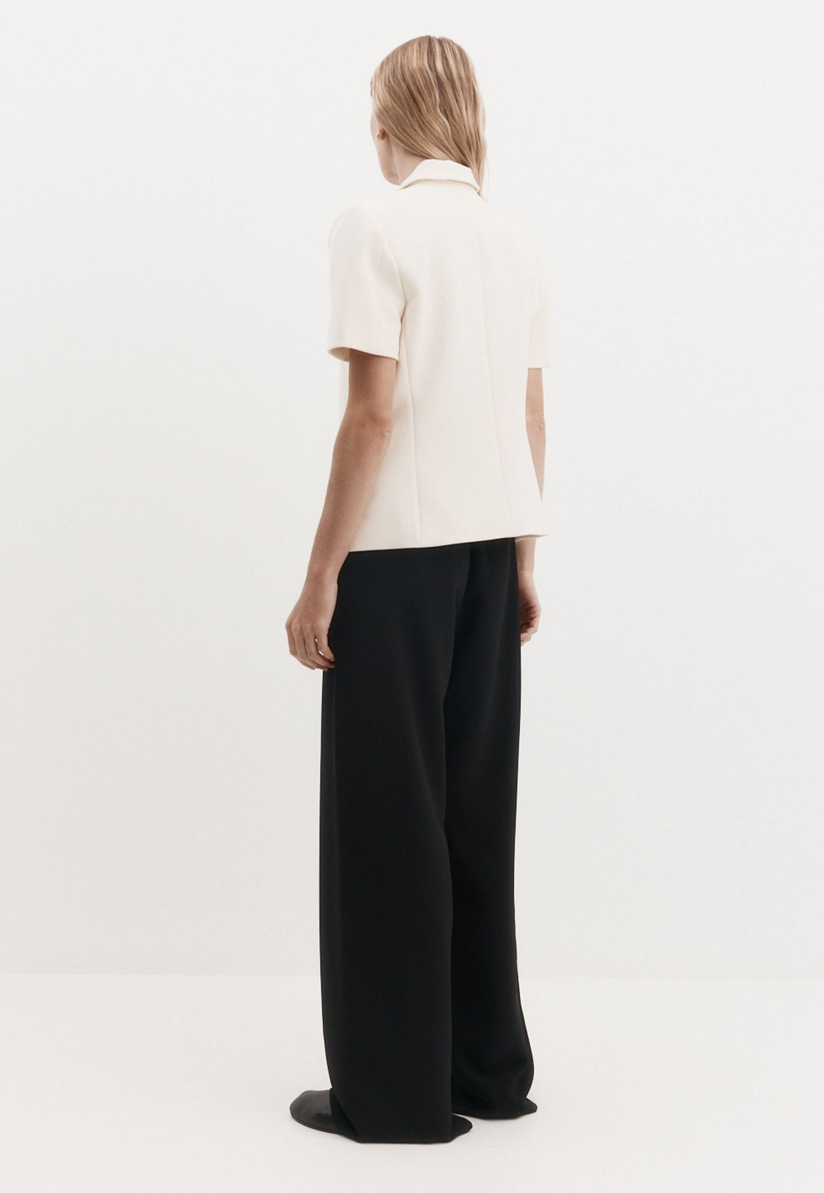 Short Sleeve Bardot Blazer - Bone