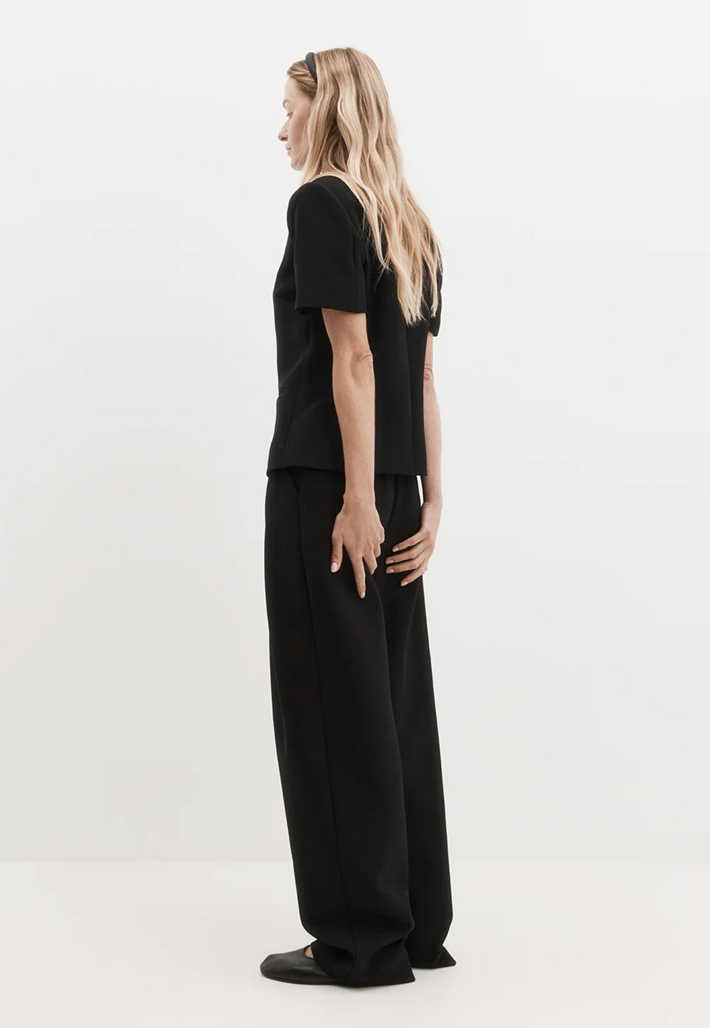 Short Sleeve Bardot Blazer - Black