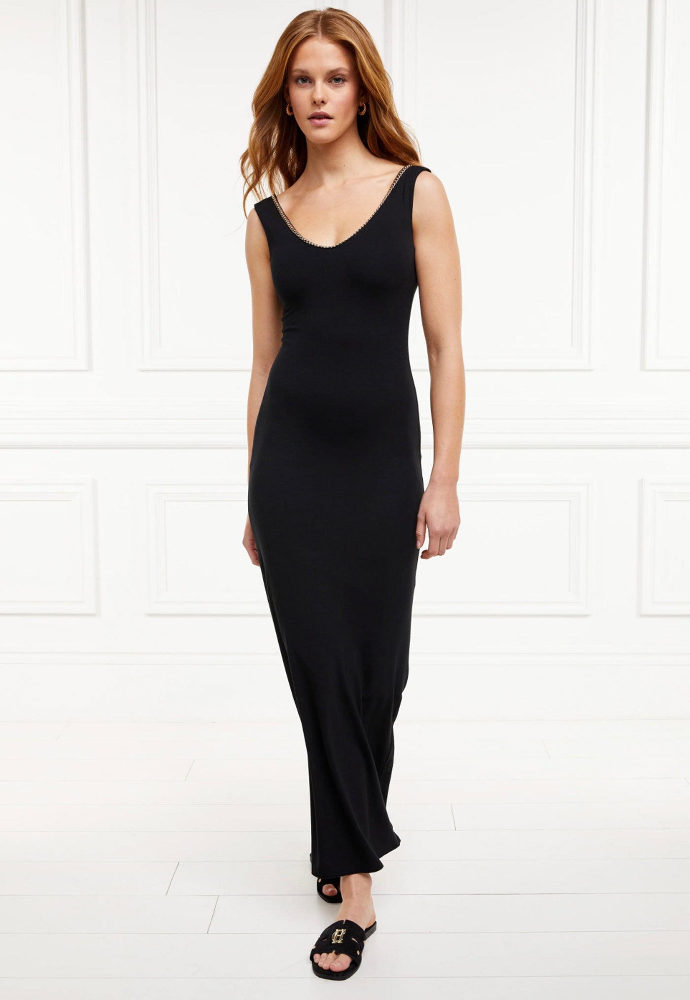 Amber V-Neck Maxi Dress - Black sold by Angel Divine