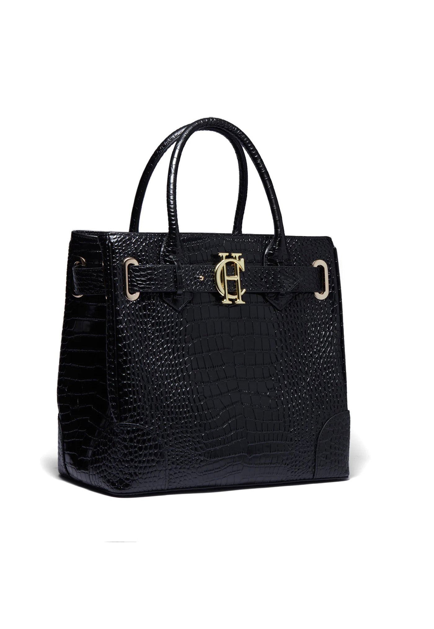 The Brompton Tote - Black Croc sold by Angel Divine