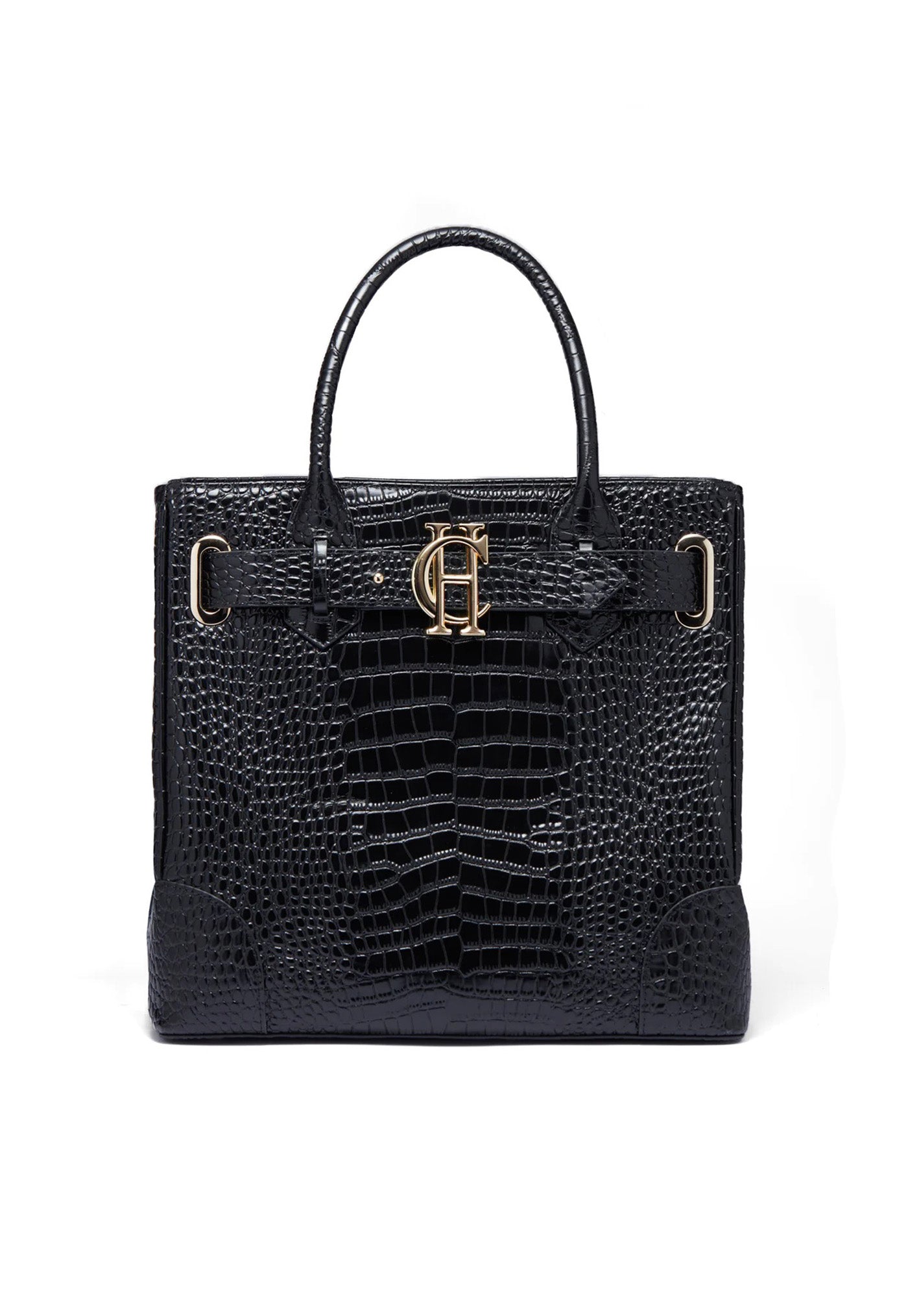 The Brompton Tote - Black Croc sold by Angel Divine
