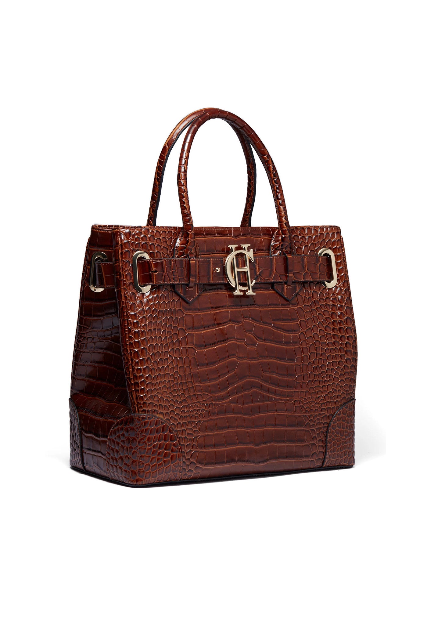 The Brompton Tote - Tan Croc sold by Angel Divine