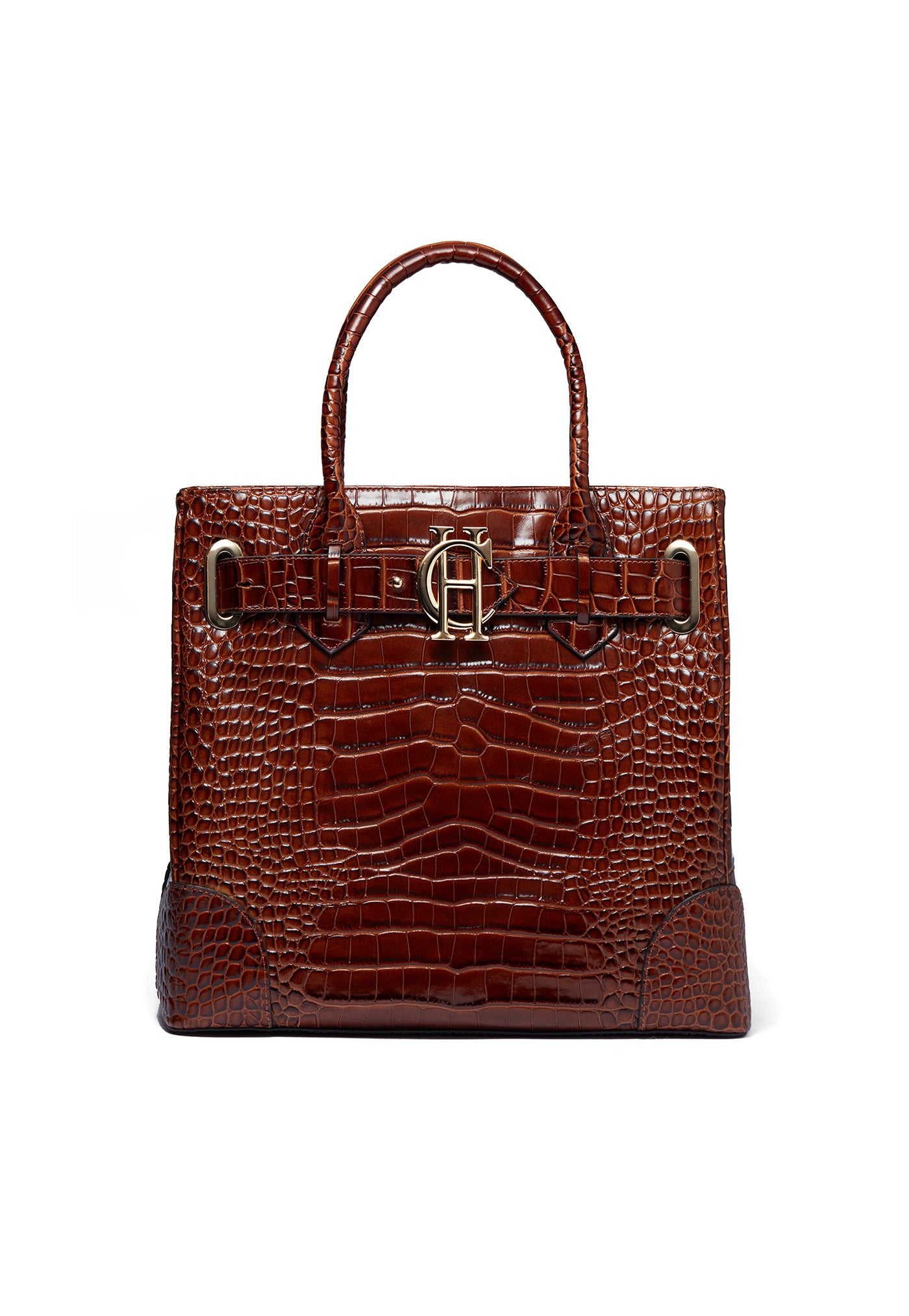 The Brompton Tote - Tan Croc sold by Angel Divine