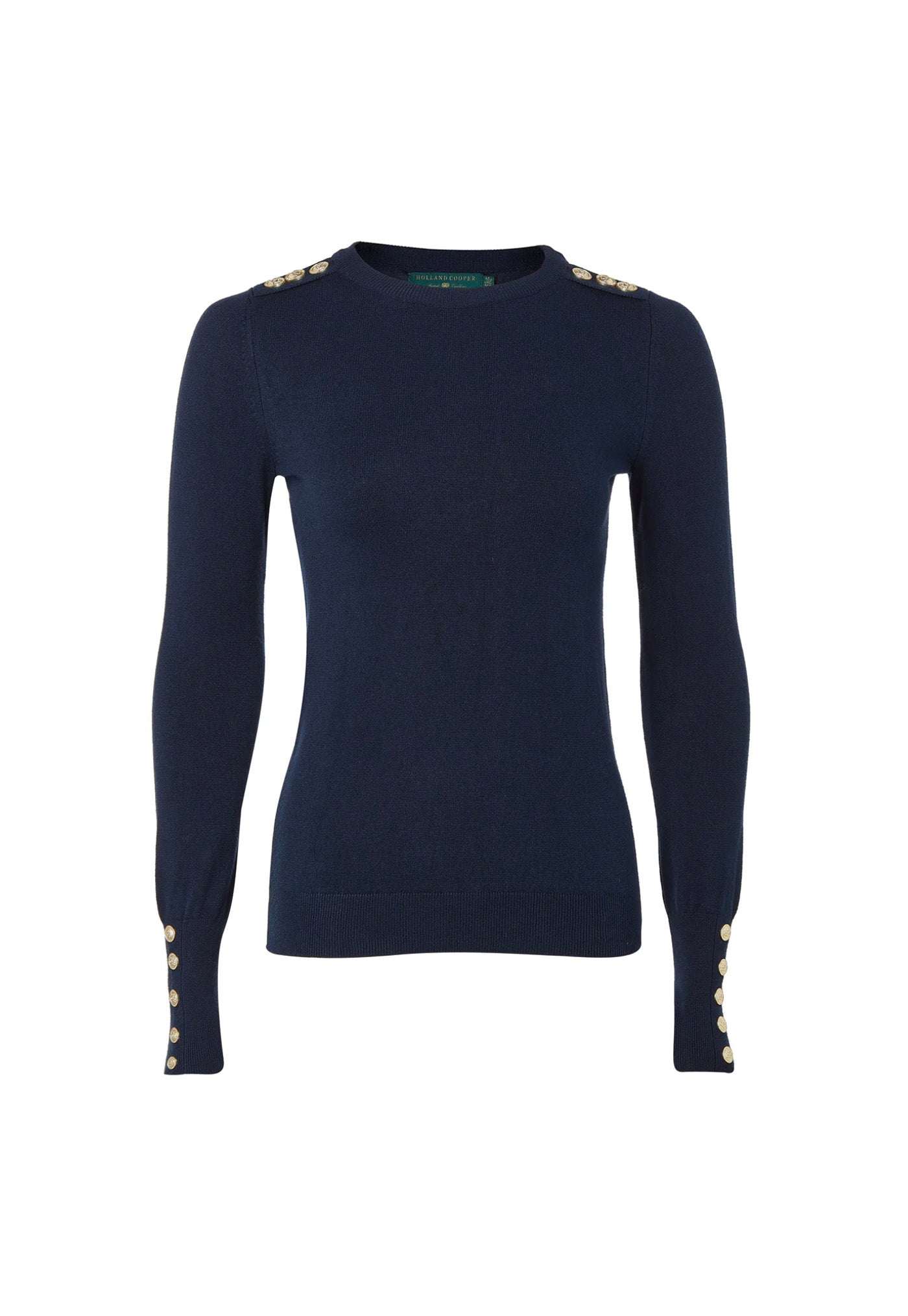 Buttoned Knit Crew Neck - Ink Navy sold by Angel Divine