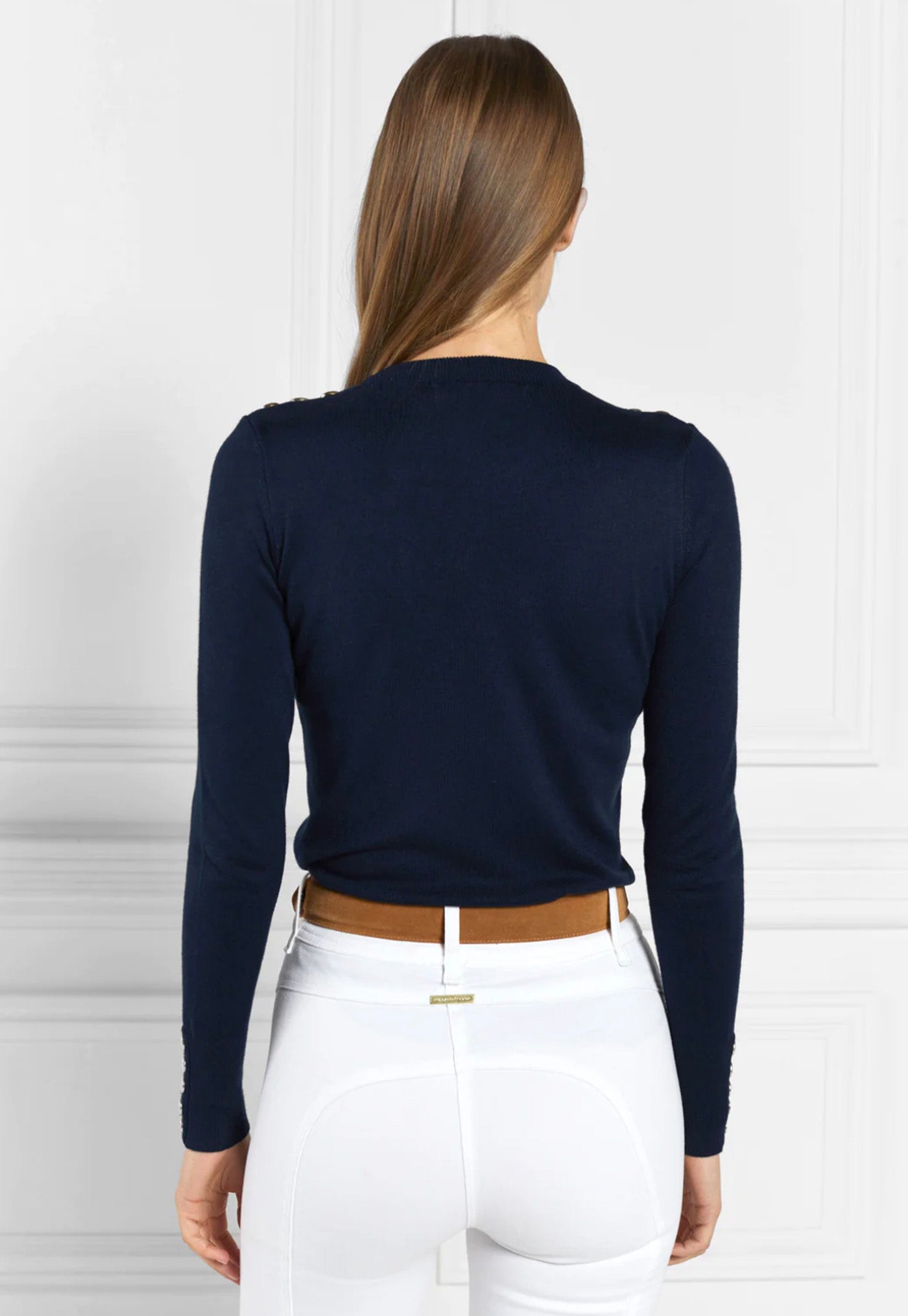 Buttoned Knit Crew Neck - Ink Navy sold by Angel Divine