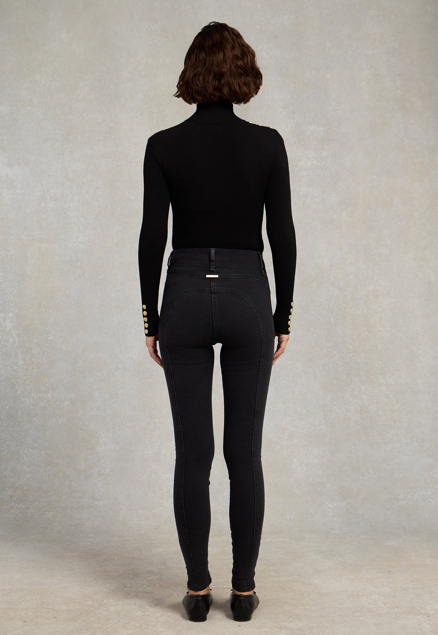 Buttoned Knit Roll Neck - Black