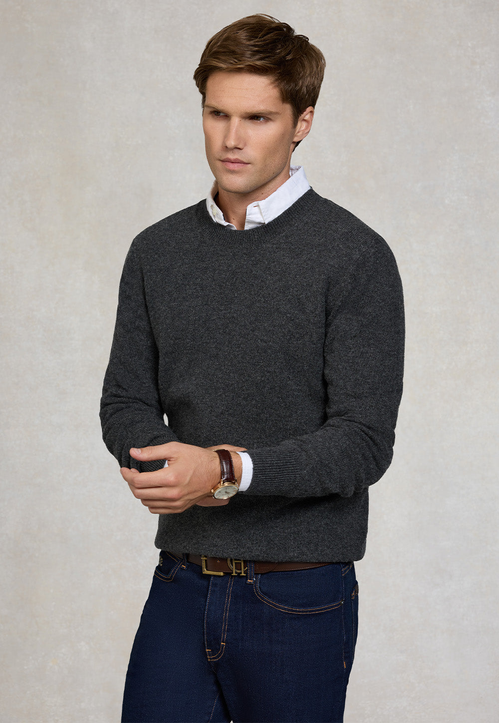 Byron Crew Neck Knit - Charcoal