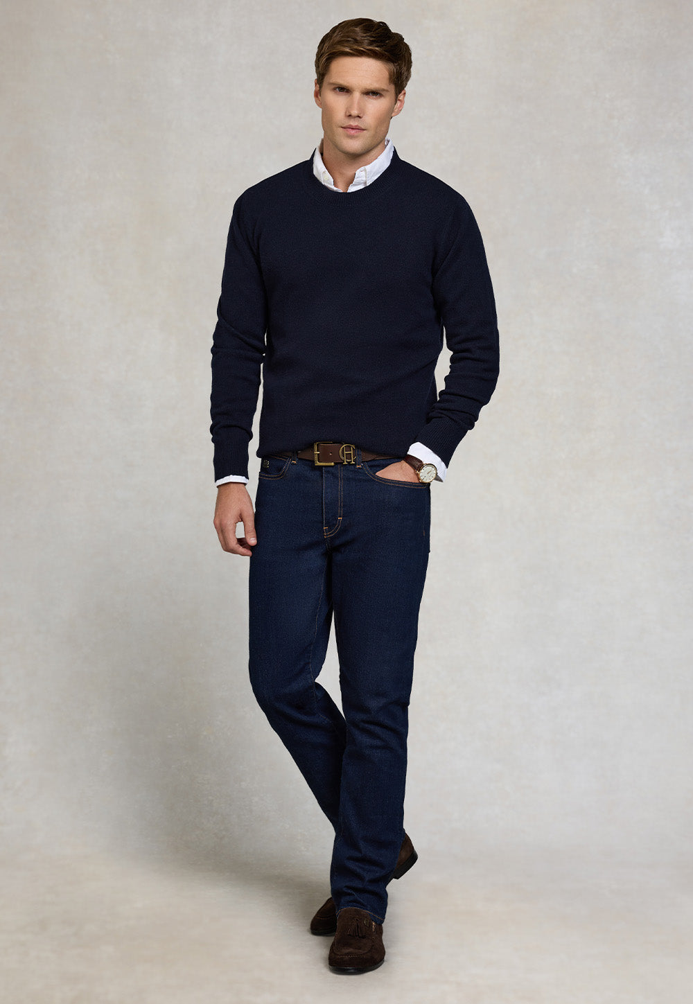 Byron Crew Neck Knit - Navy