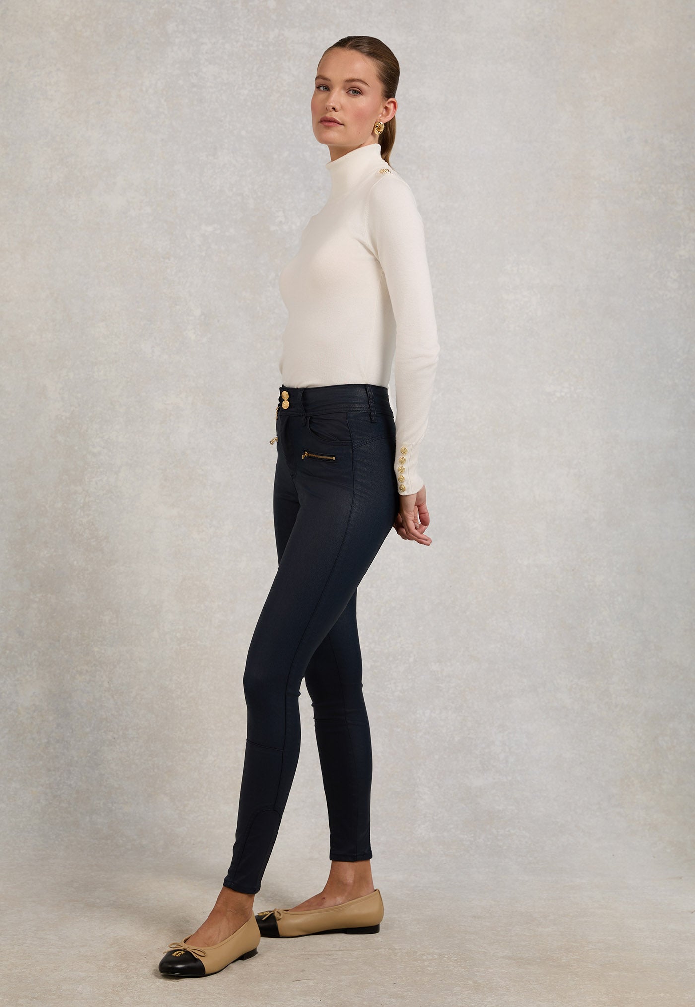 Coated Jodhpur Jean - Navy