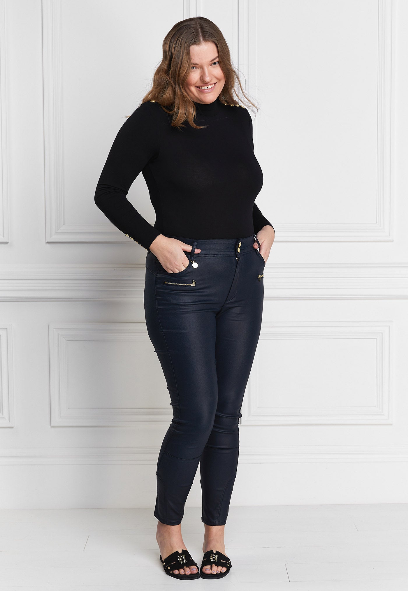 Coated Jodhpur Jean - Navy