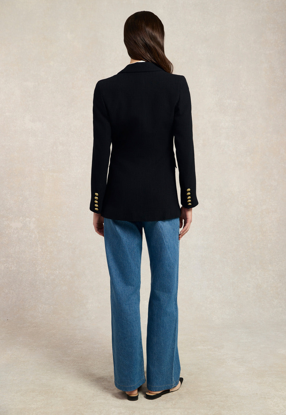 Double Breasted Blazer - Black Linen