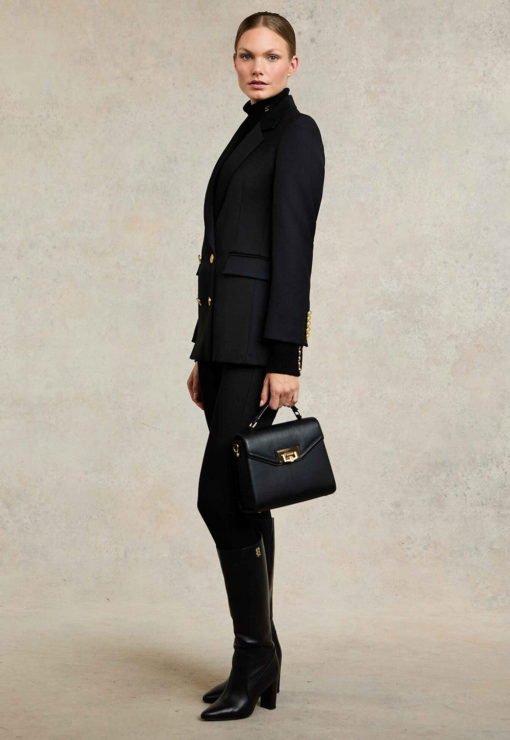 Double Breasted Blazer - Black Twill