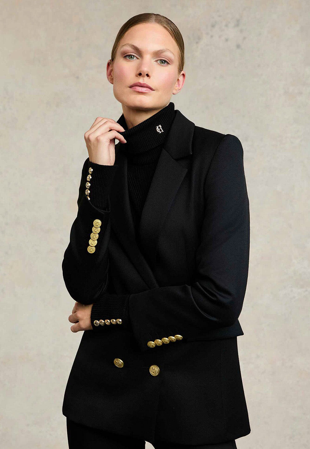 Double Breasted Blazer - Black Twill
