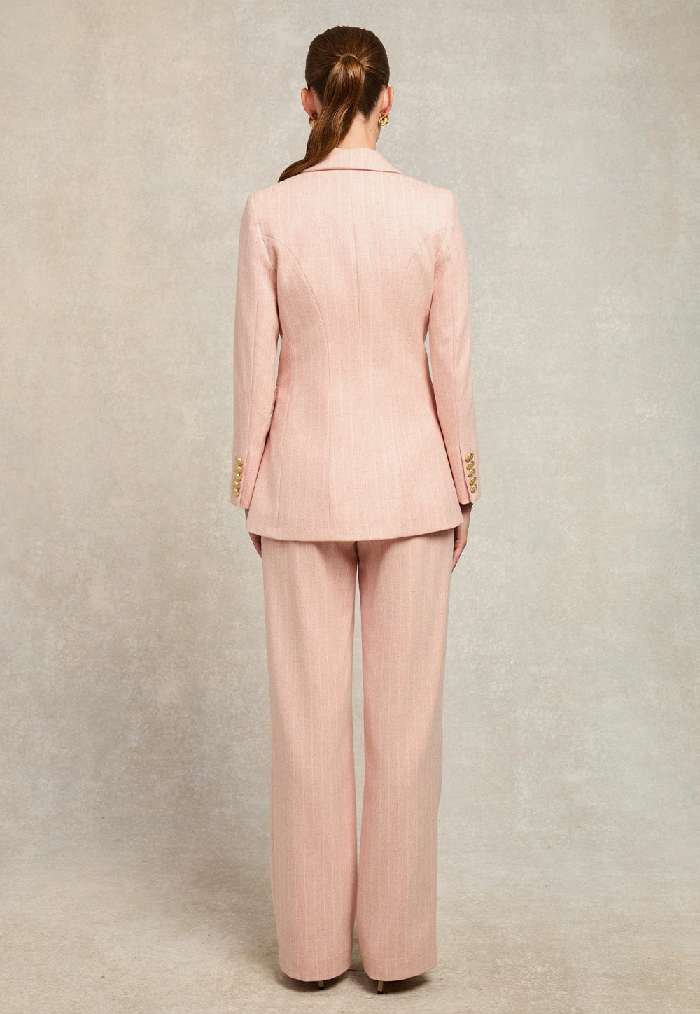 Double Breasted Blazer - Pink Chalk Pinstripe