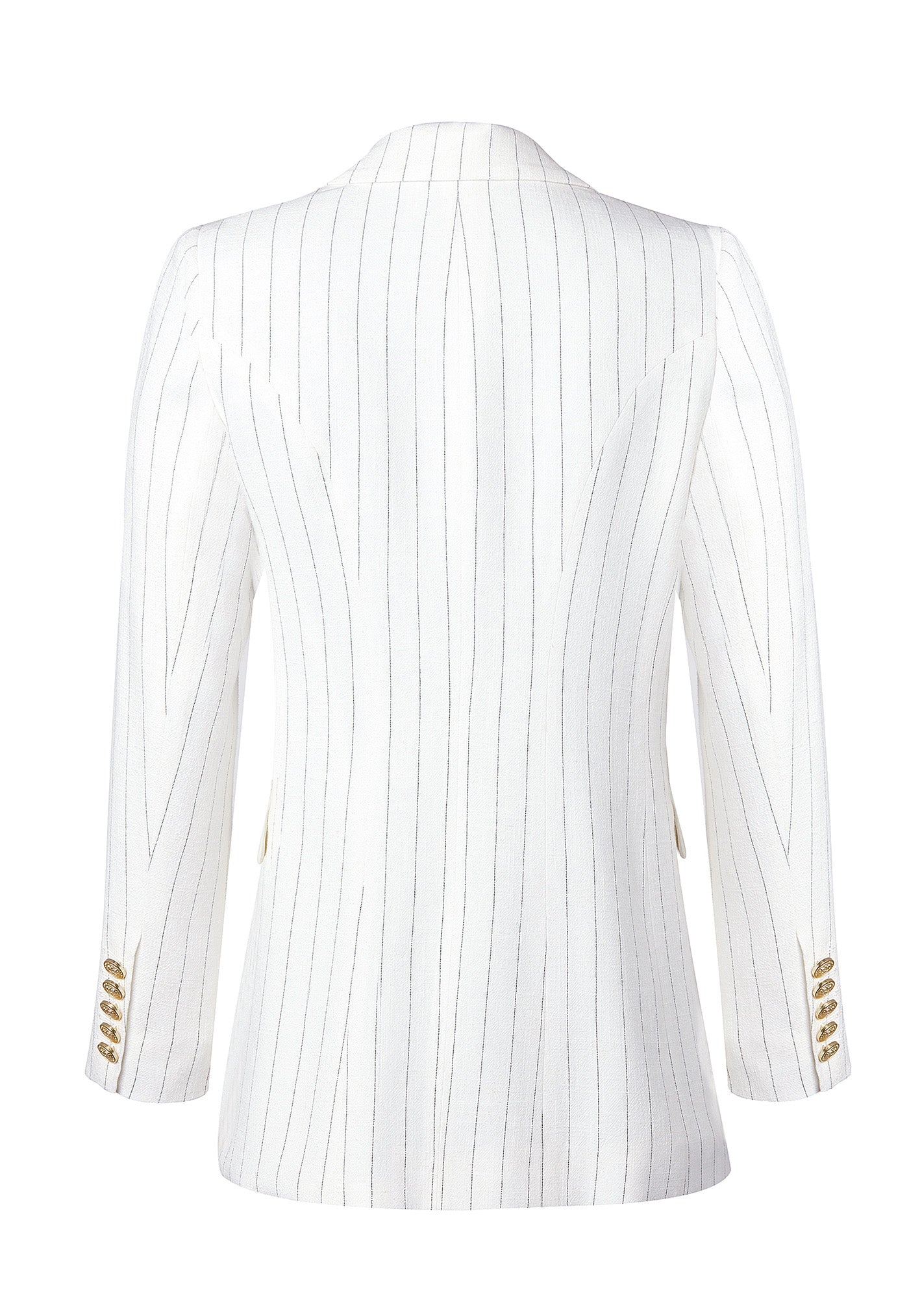 Double Breasted Blazer - Oyster Linen Pinstripe