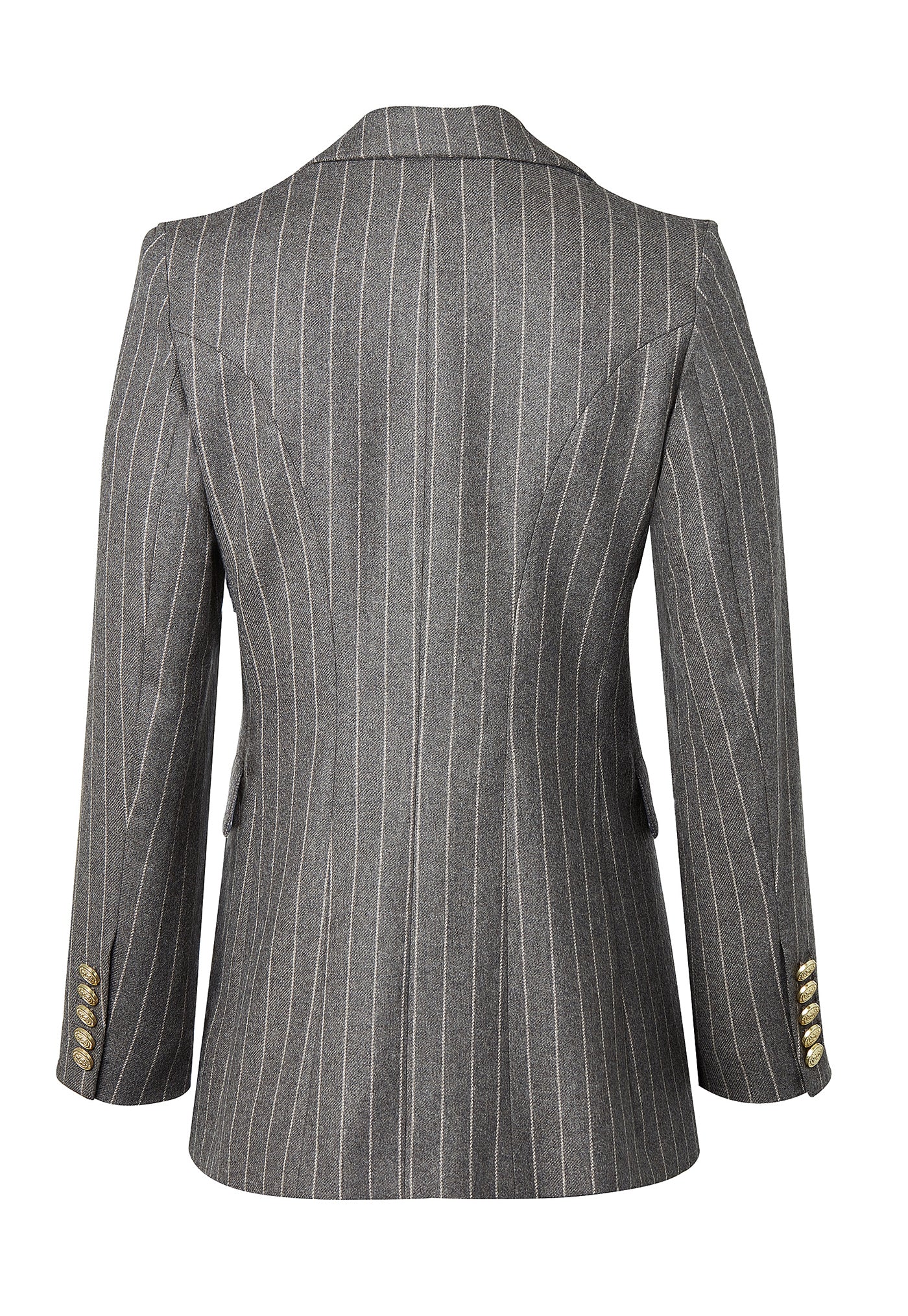 Double Breasted Blazer - Soft Grey Pinstripe