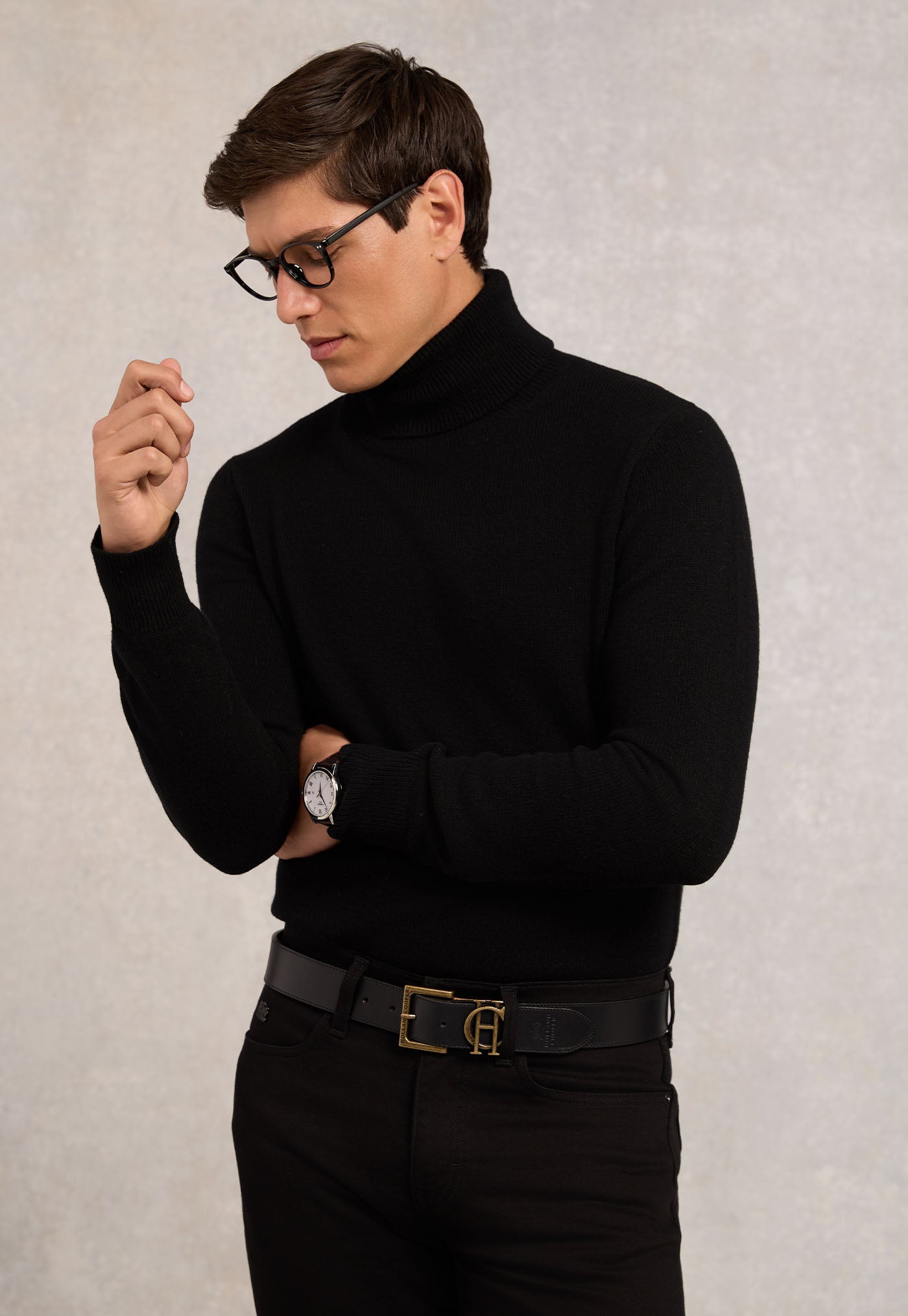 Fine Roll Neck Knit - Black