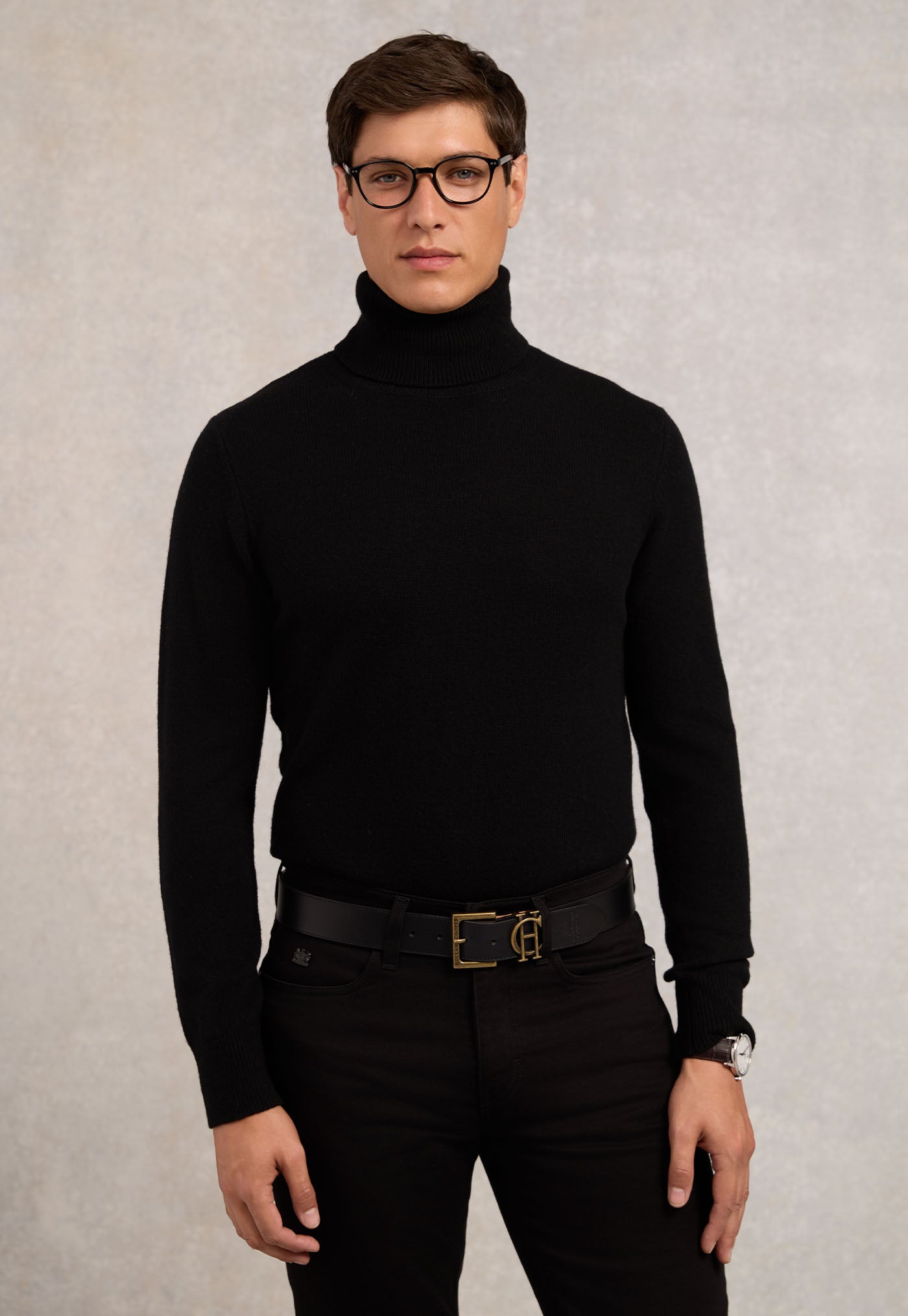 Fine Roll Neck Knit - Black