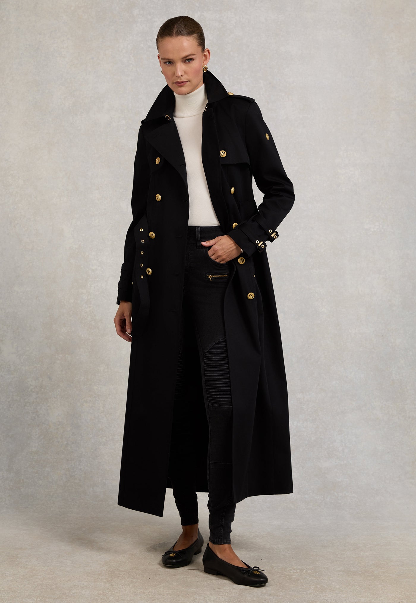 Gatcombe Full Length Trench Coat - Black
