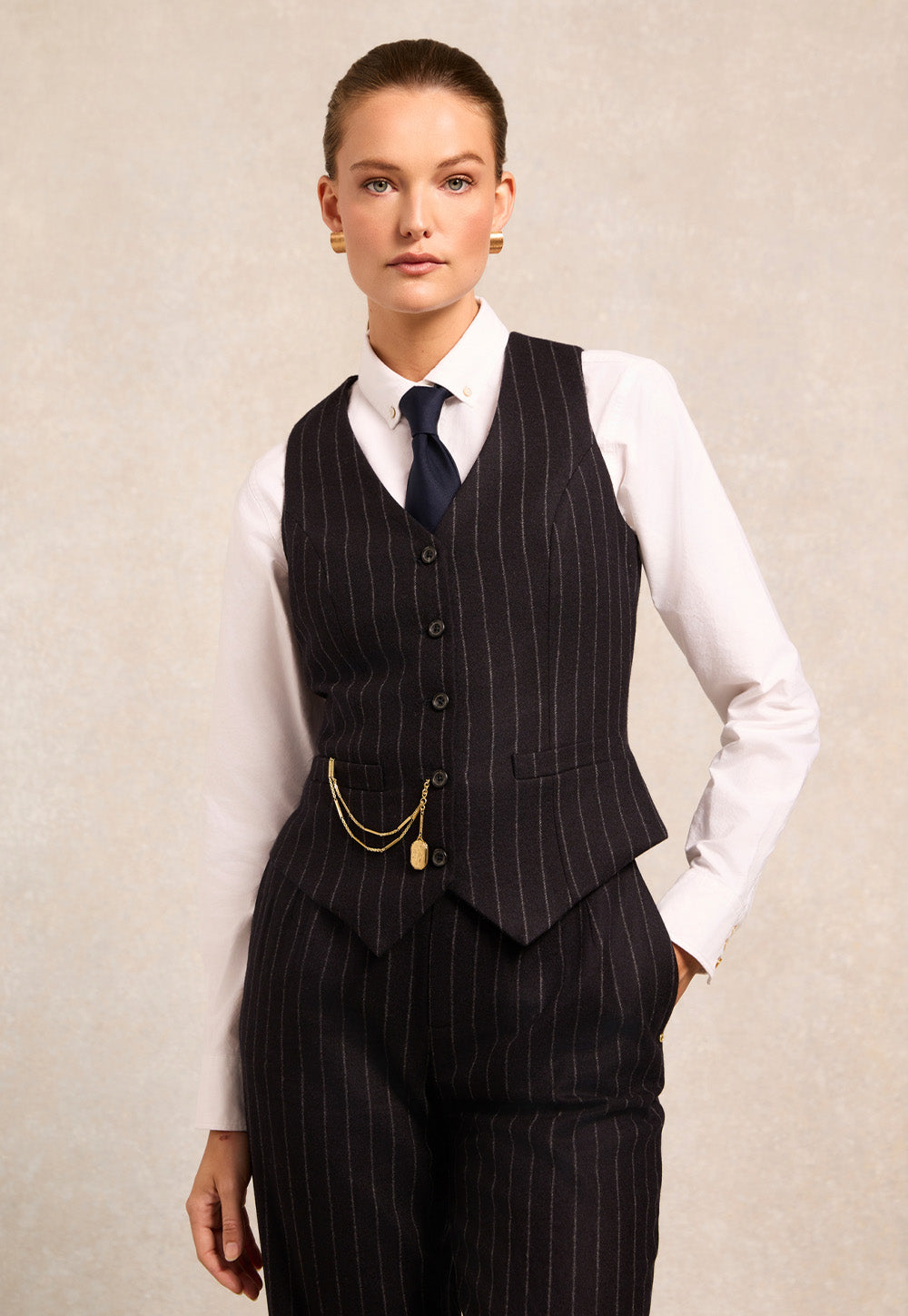 Hampton Waistcoat - Navy Chalk Pinstripe