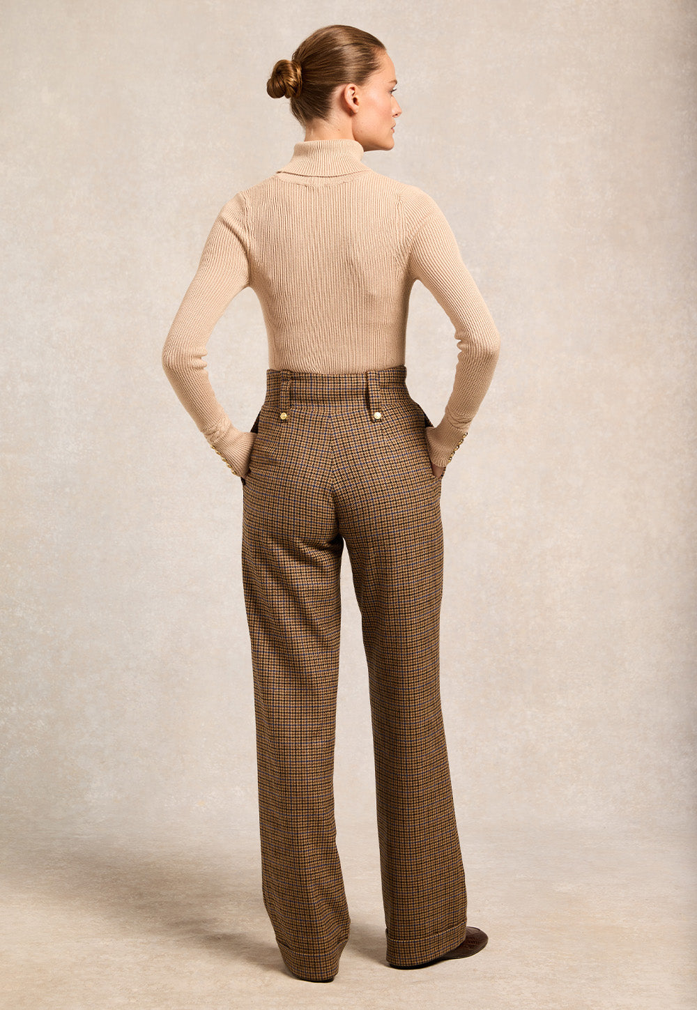 High Waisted Wide Leg Trouser - Abbot Check Tweed