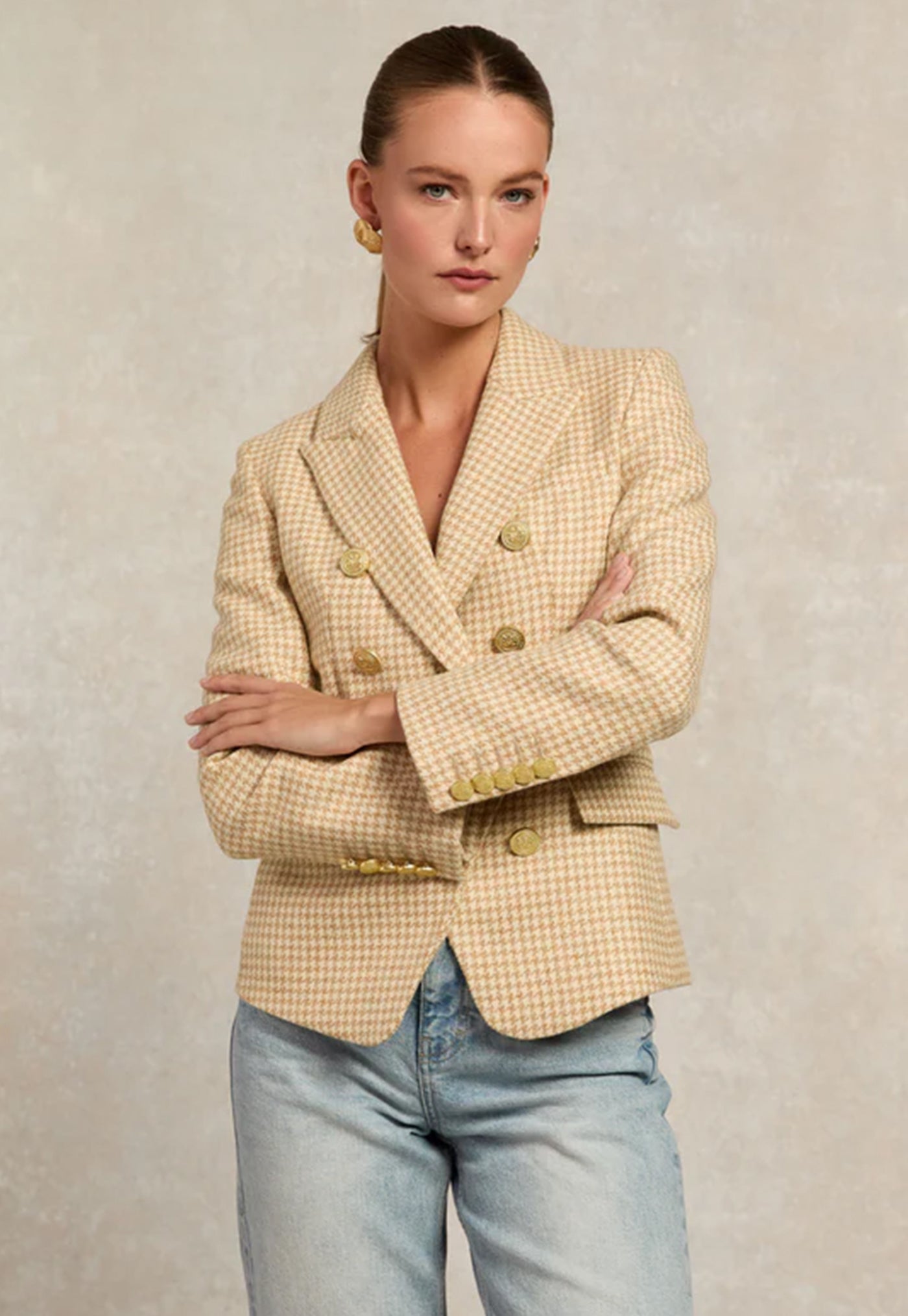 Knightsbridge Blazer - Camel Puppytooth