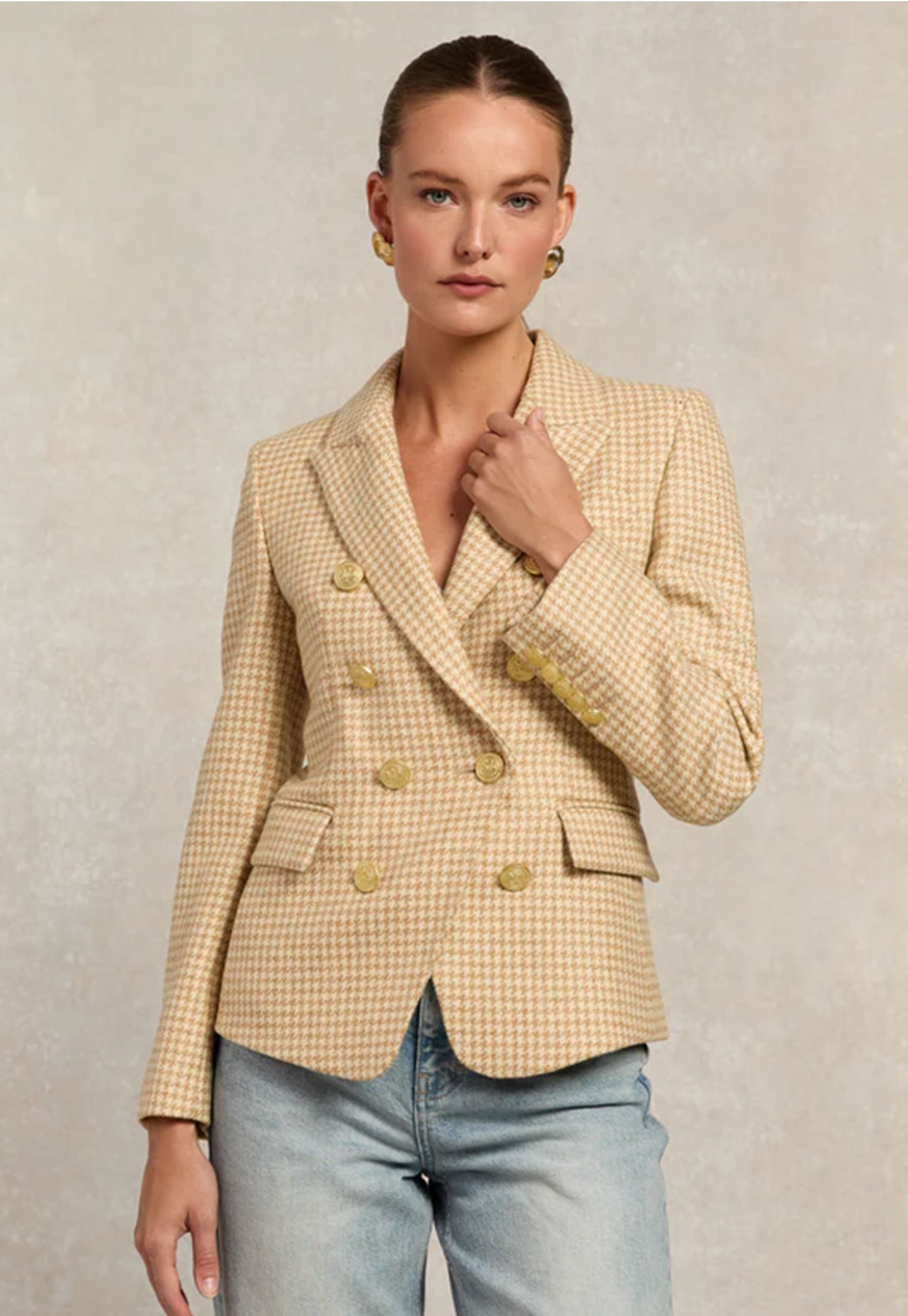 Knightsbridge Blazer - Camel Puppytooth