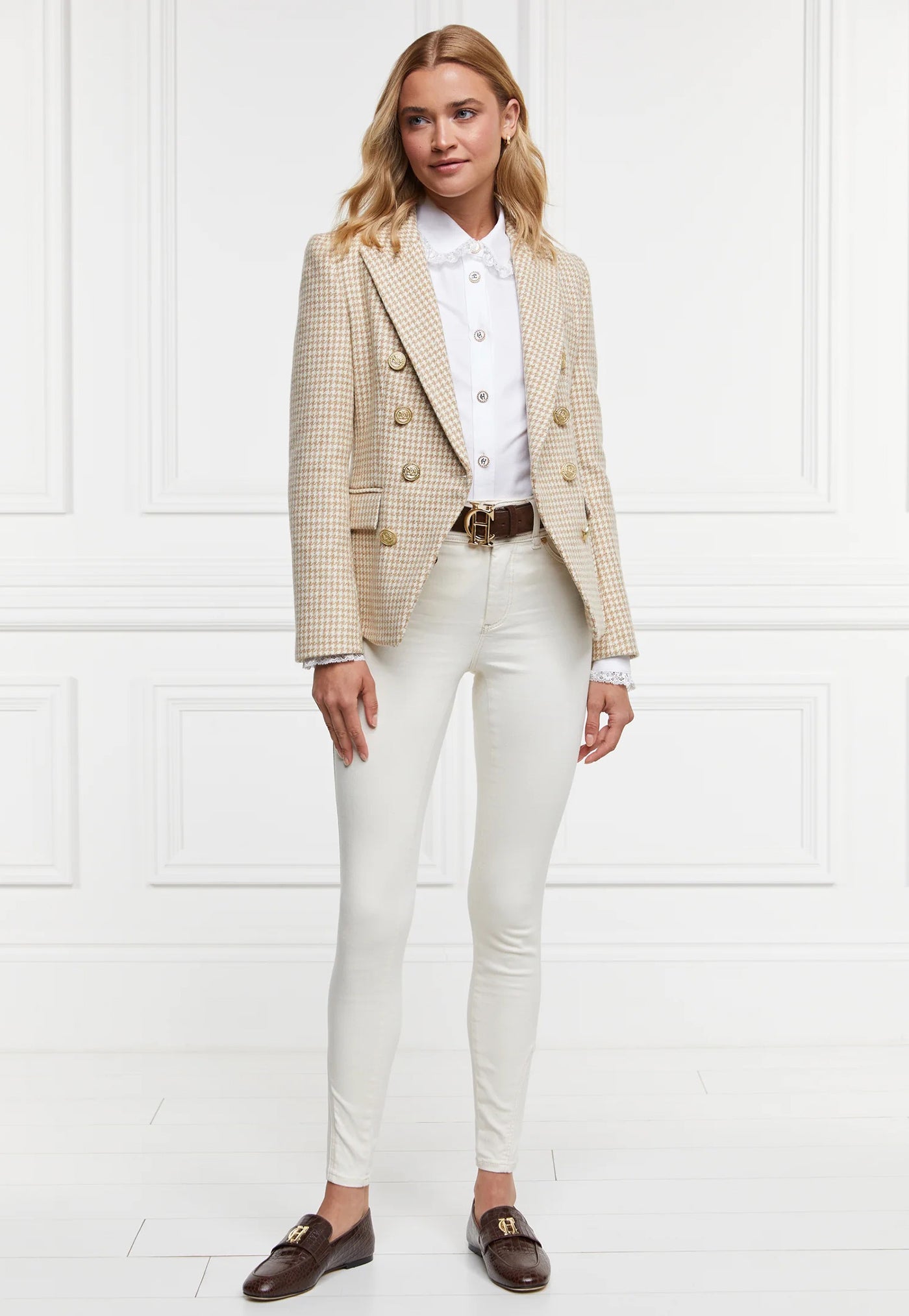 Knightsbridge Blazer - Camel Puppytooth sold by Angel Divine