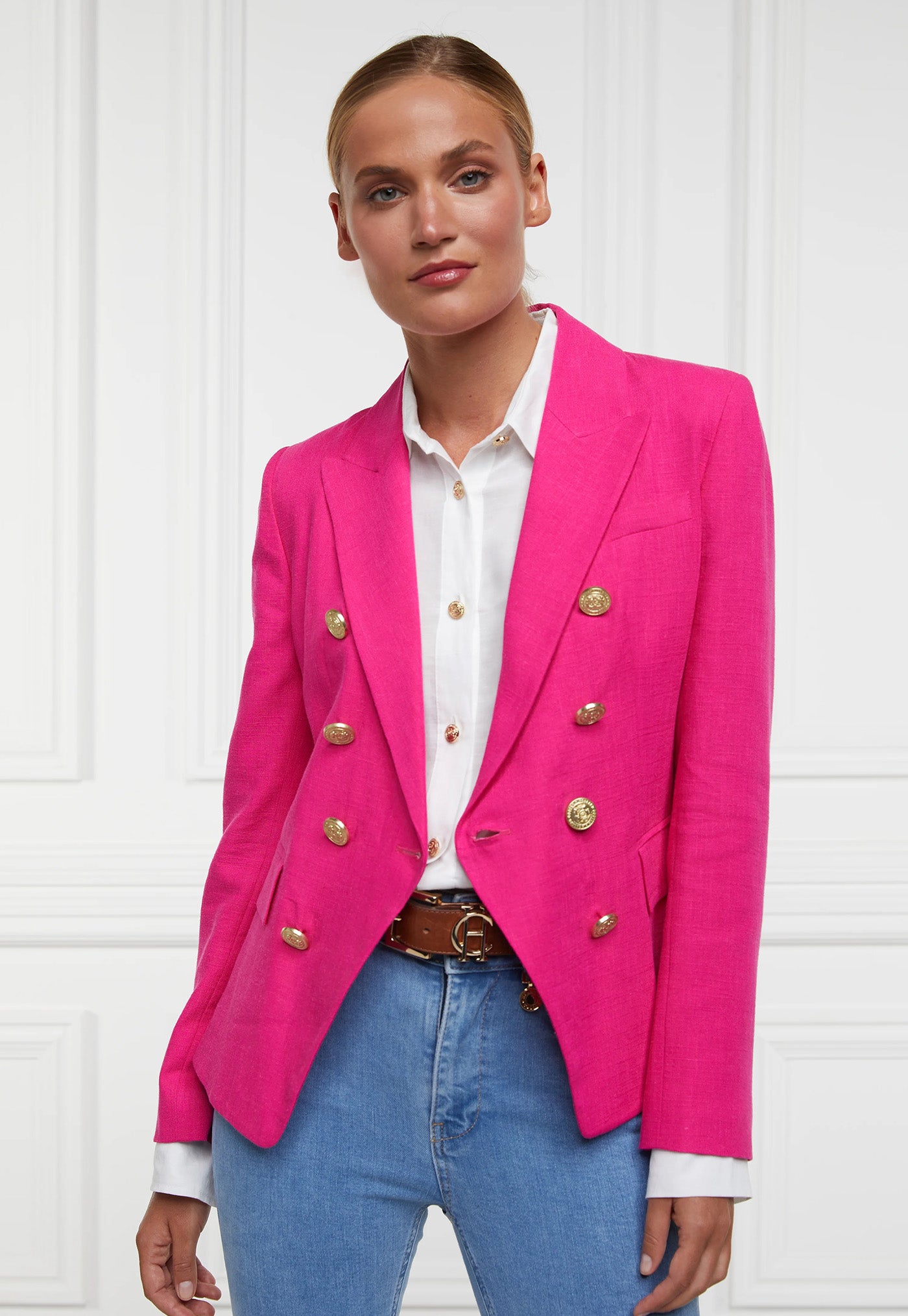 Knightsbridge Linen Blazer - Hot Pink sold by Angel Divine