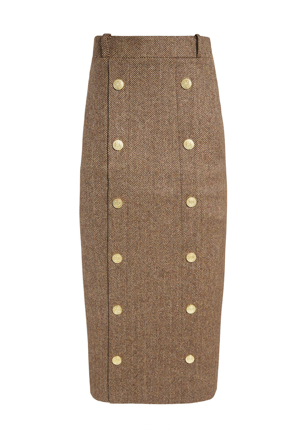 Knightsbridge Maxi Skirt - Large Scale Brown Herringbone