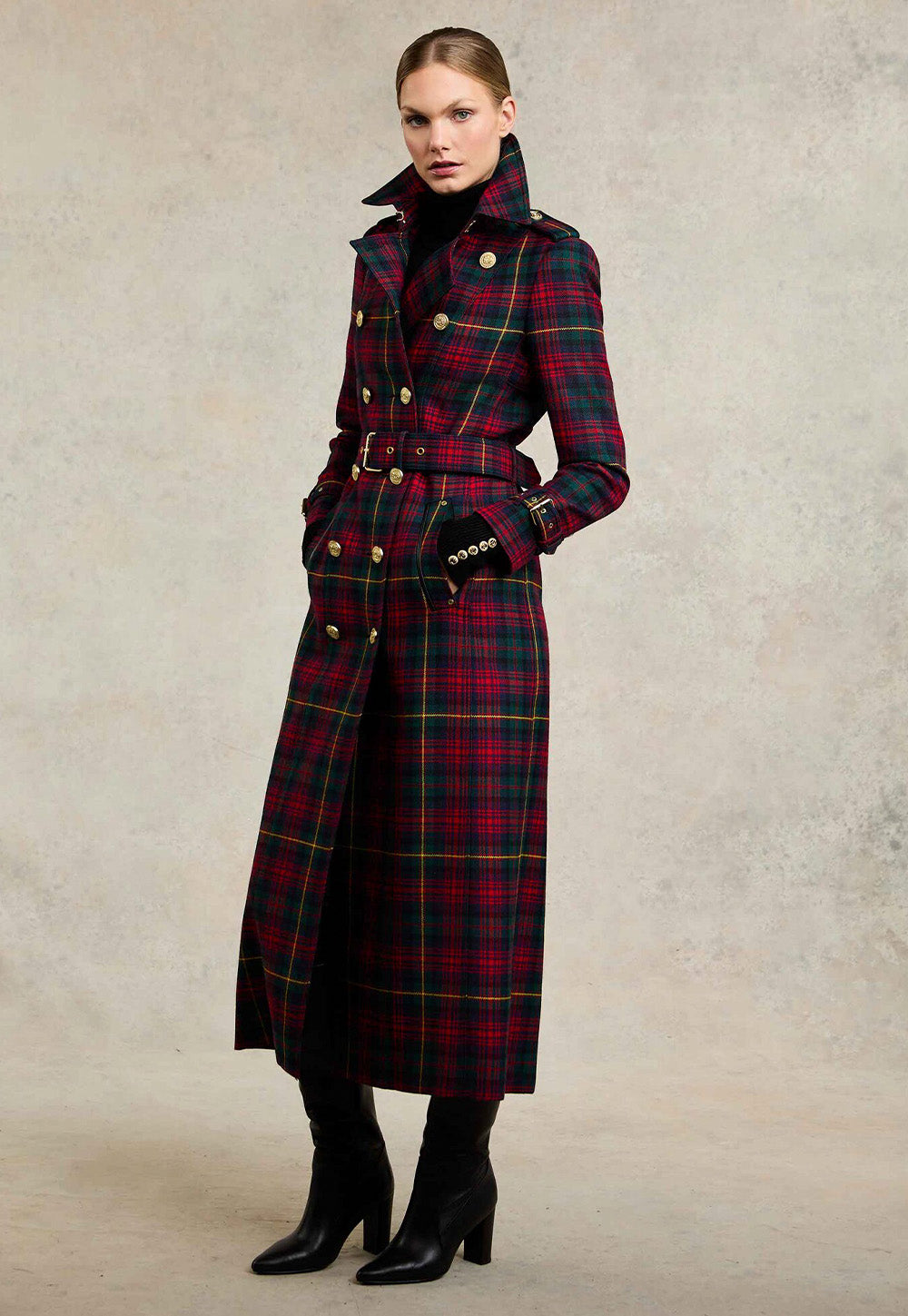 Marlborough Trench Coat Full Length - Logan Tartan
