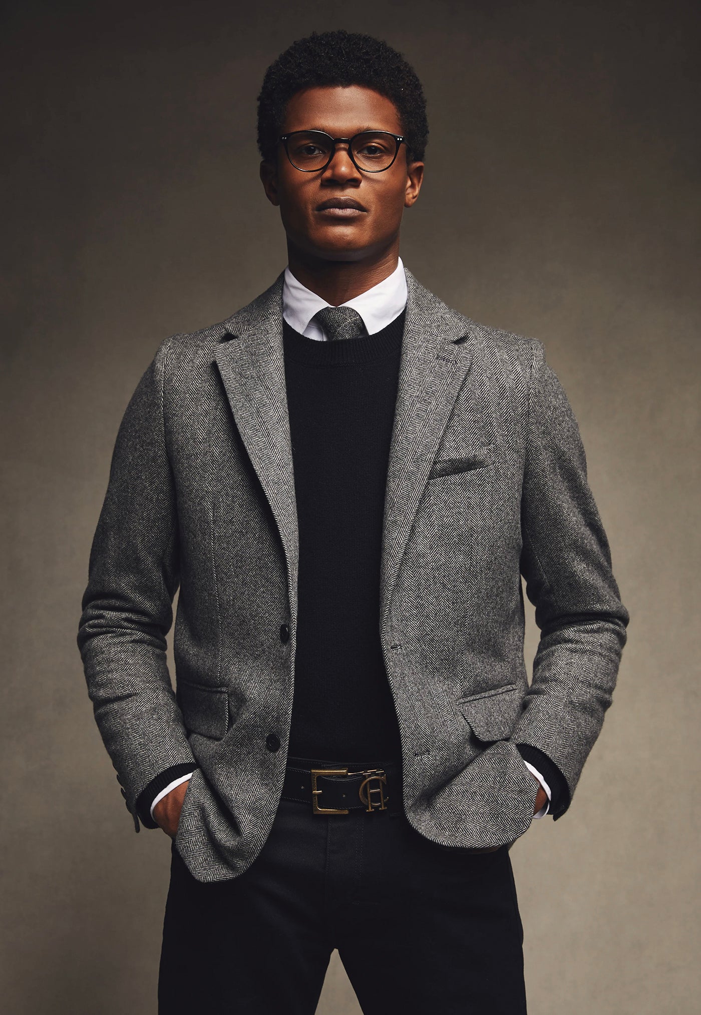The Single Breasted Blazer - Mono Herringbone