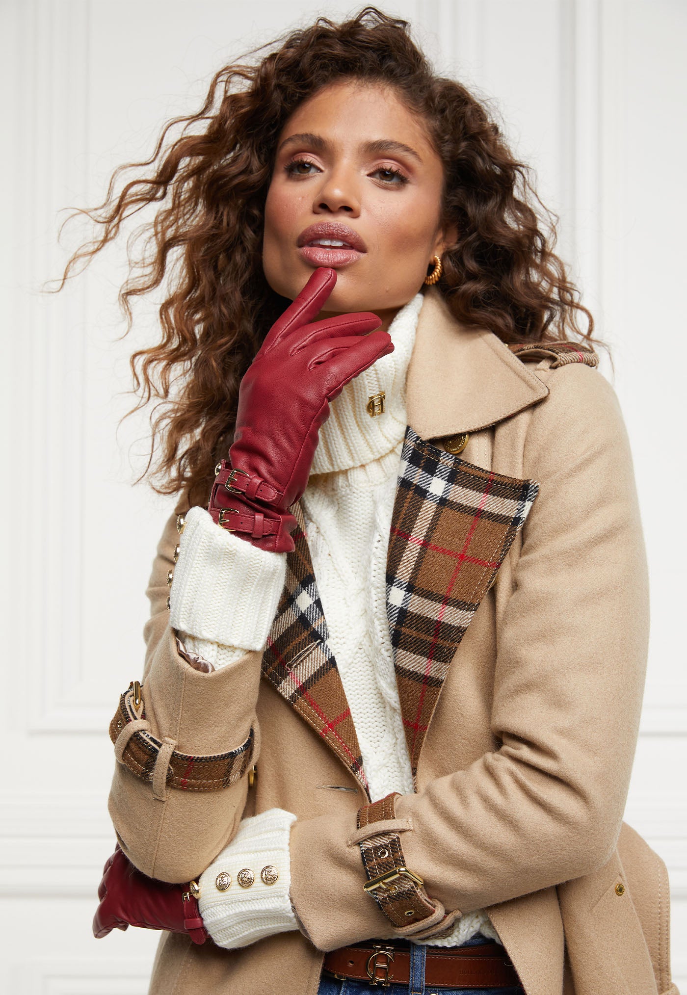 Monogram Leather Gloves - Mulberry